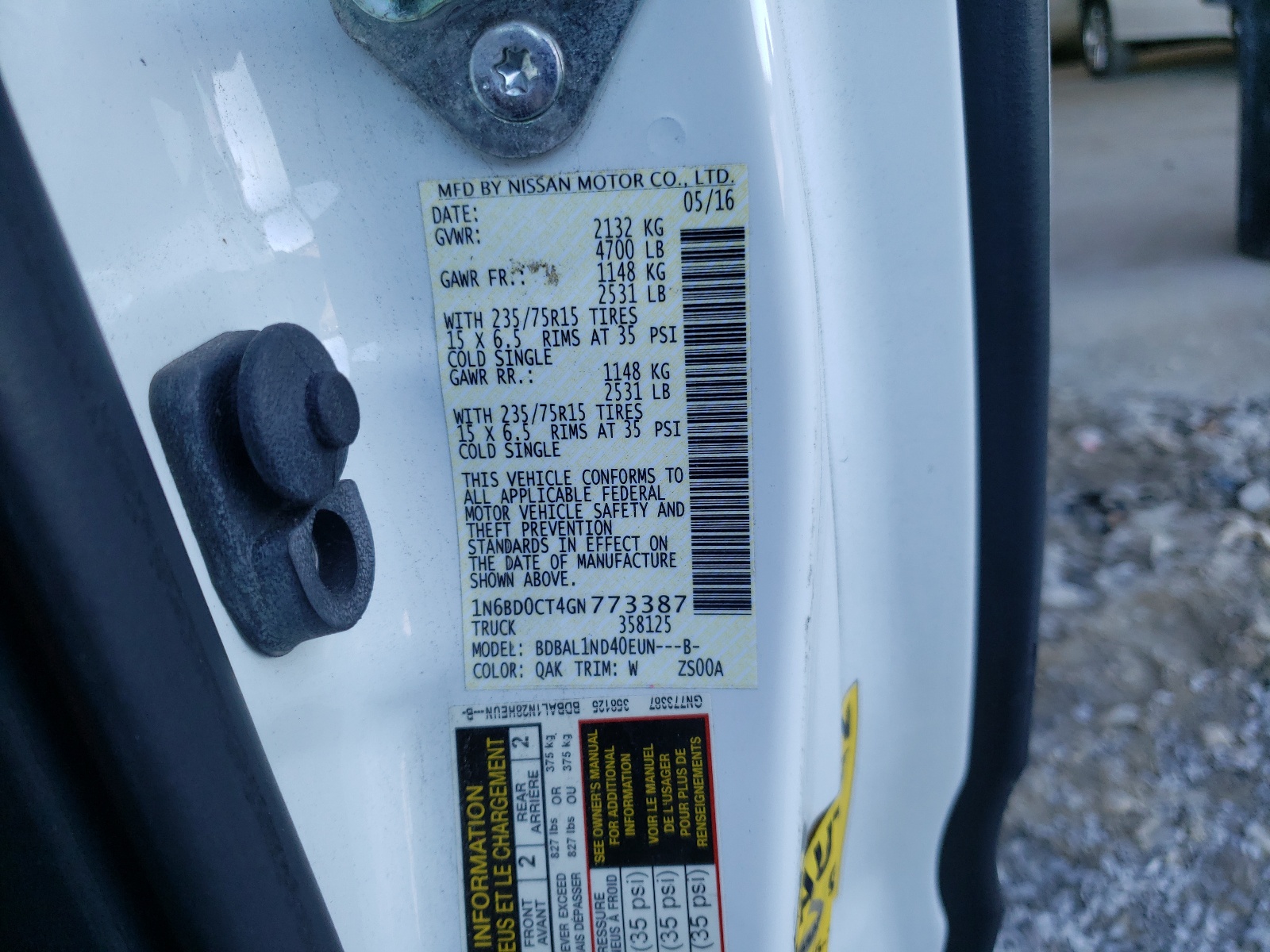 Zdjęcie 10 z aukcji – 2016 NISSAN FRONTIER S z VIN 1N6BD0CT4GN773387