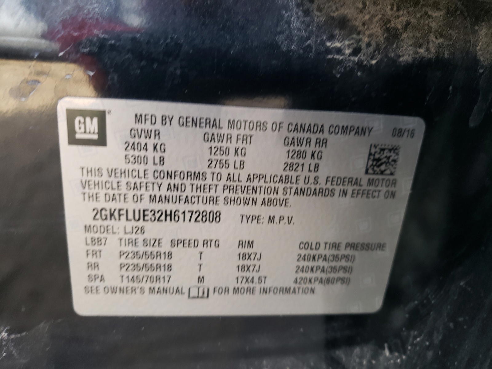 Photo 10 from auction – 2017 GMC TERRAIN SL with VIN 2GKFLUE32H6172808