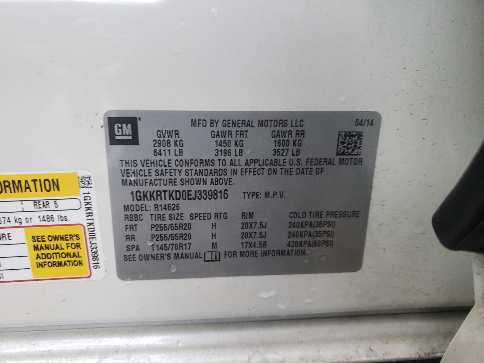 Photo 10 from auction – 2014 GMC ACADIA DEN with VIN 1GKKRTKD0EJ339816