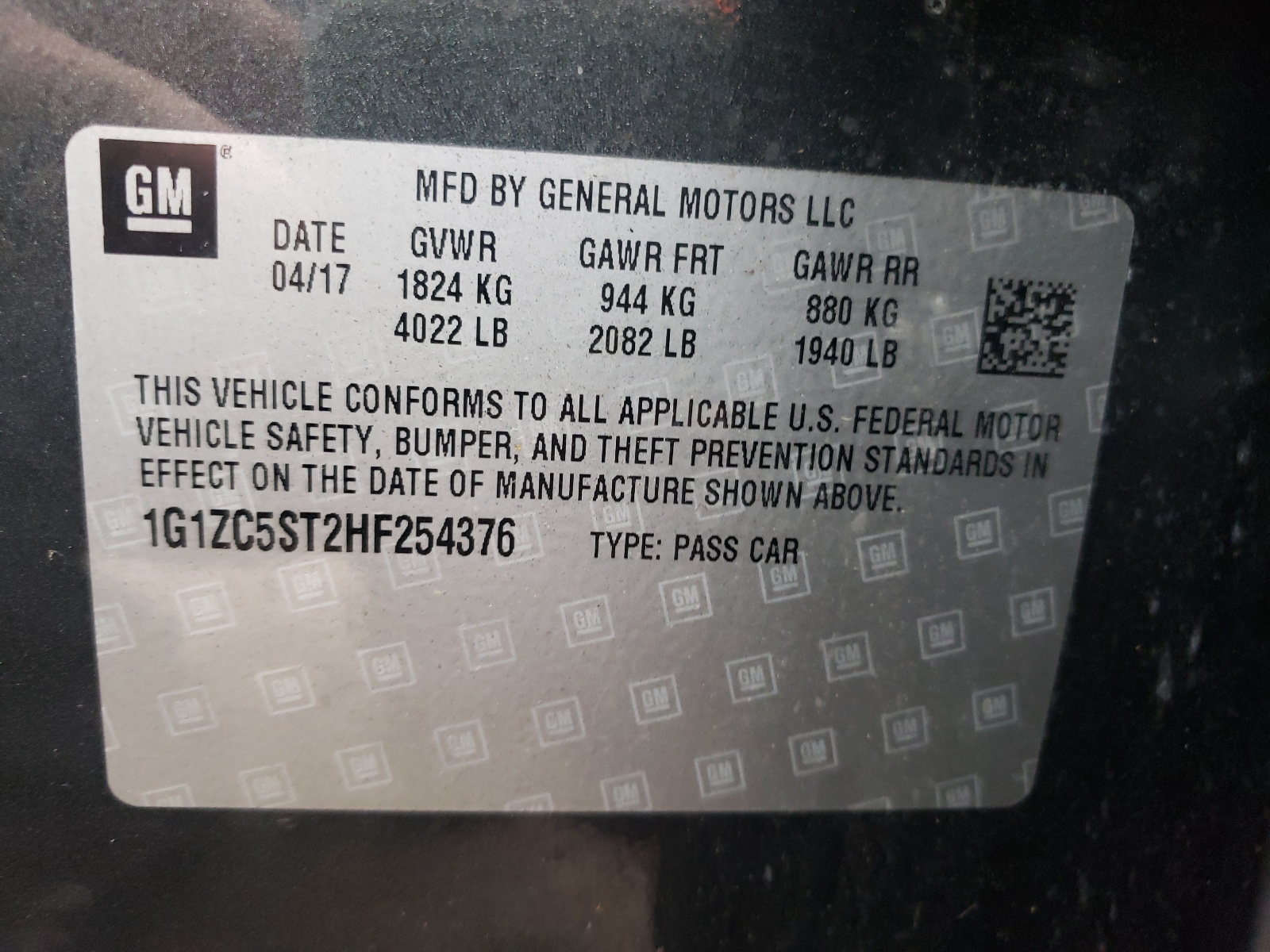 Photo 10 from auction – 2017 CHEVROLET MALIBU LS with VIN 1G1ZC5ST2HF254376