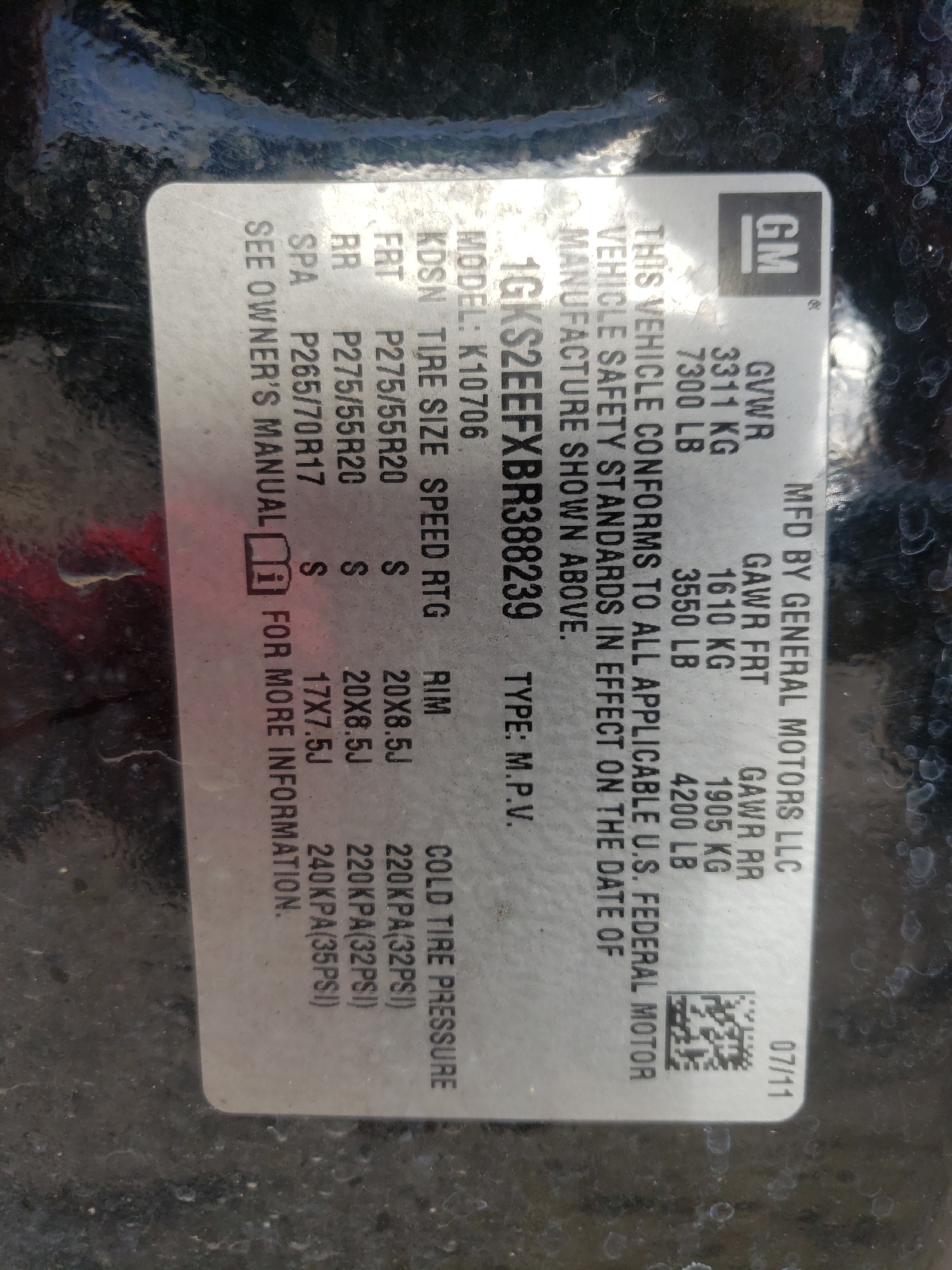 صورة رقم 10 من المزاد - 2011 GMC YUKON DENA مع VIN 1GKS2EEFXBR388239