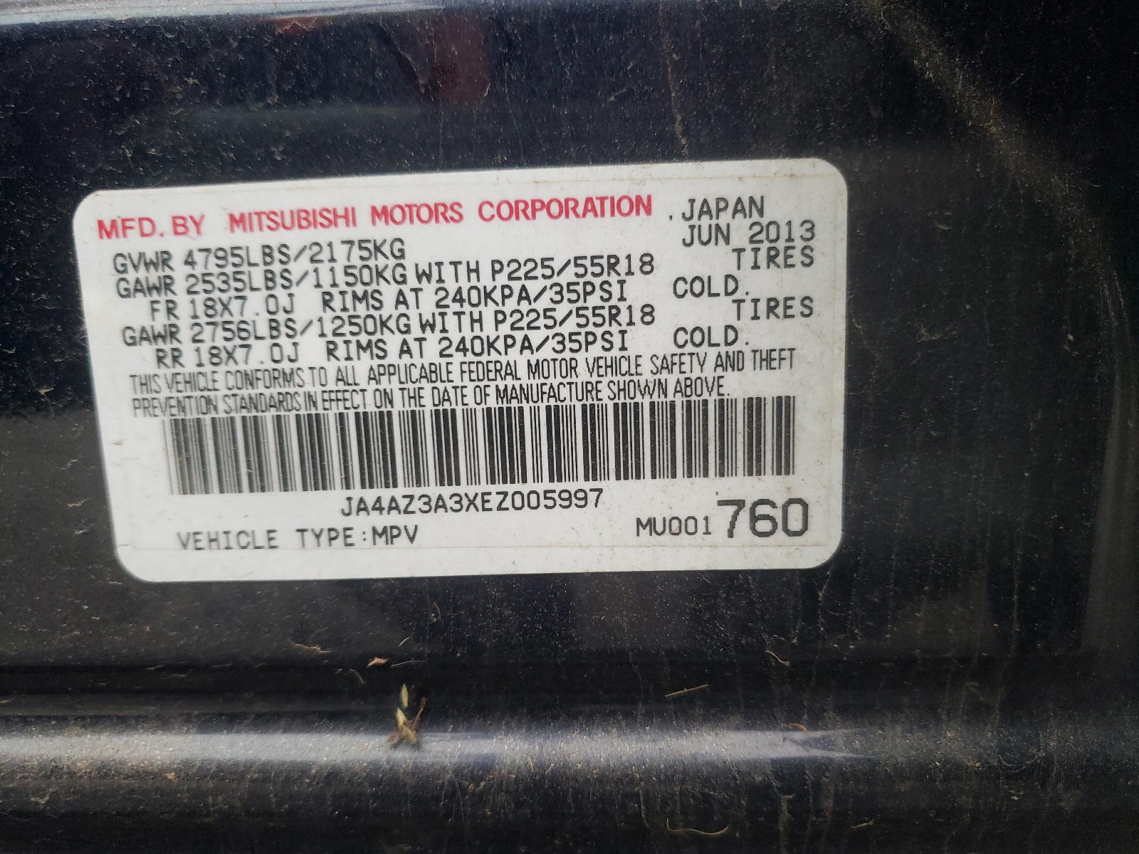 Photo 10 from auction – 2015 MITSUBISHI OUTLANDER with VIN JA4AZ3A3XEZ005997