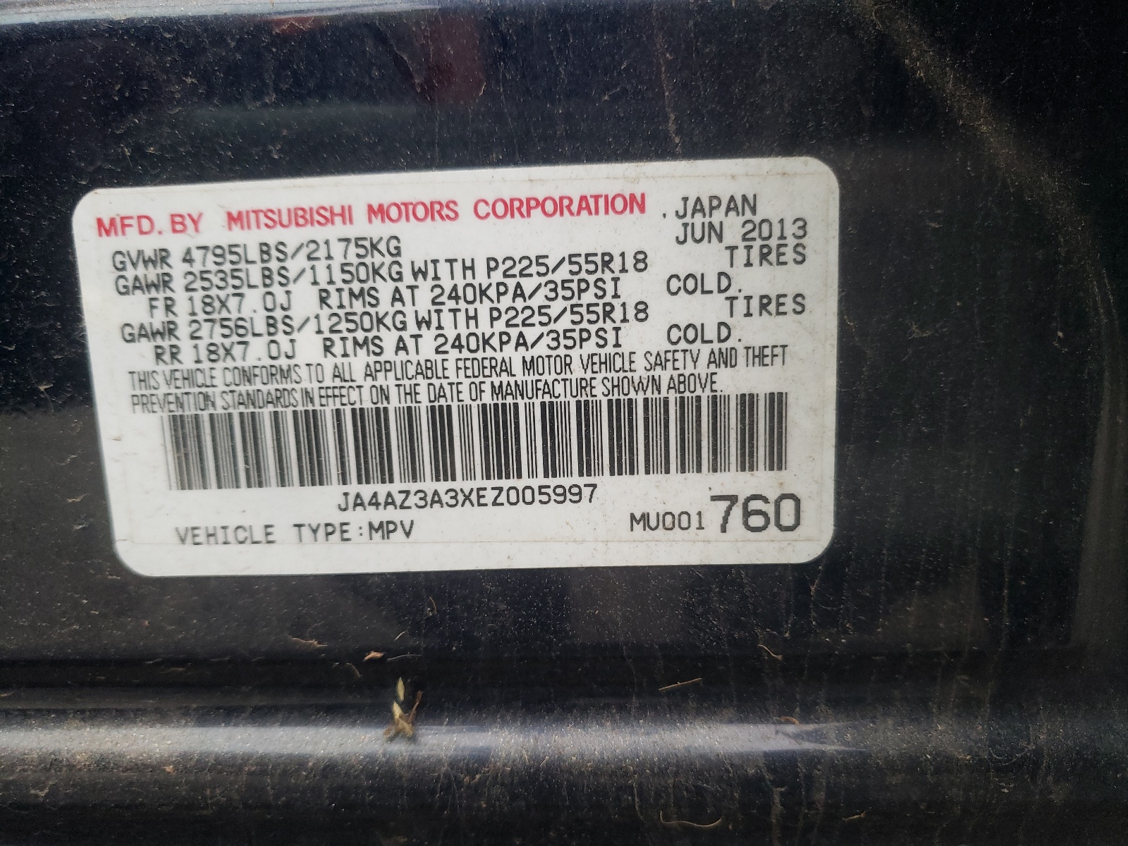 Zdjęcie 10 z aukcji – 2015 MITSUBISHI OUTLANDER z VIN JA4AZ3A3XEZ005997
