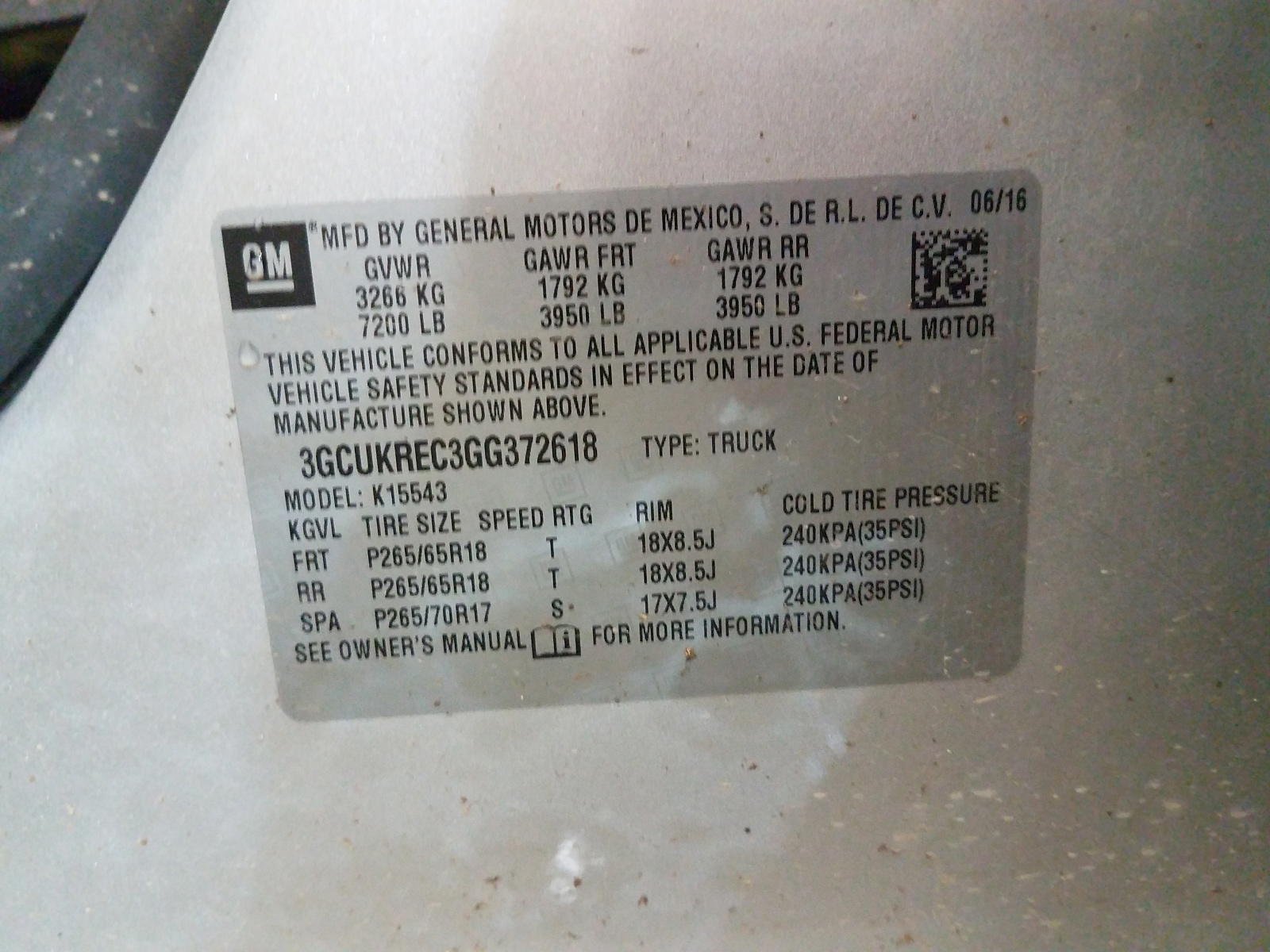 Photo 10 from auction – 2016 CHEVROLET SILVERADO with VIN 3GCUKREC3GG372618