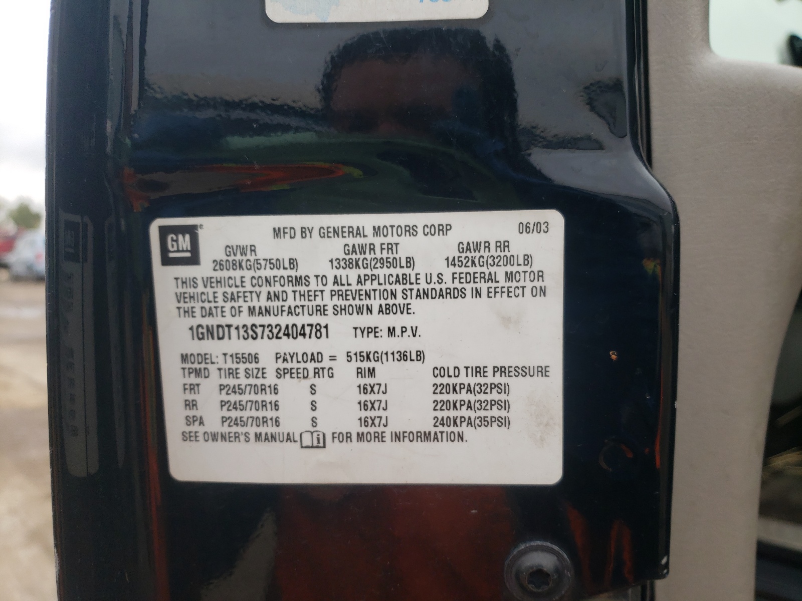 Photo 10 from auction – 2003 CHEVROLET TRAILBLAZE with VIN 1GNDT13S732404781