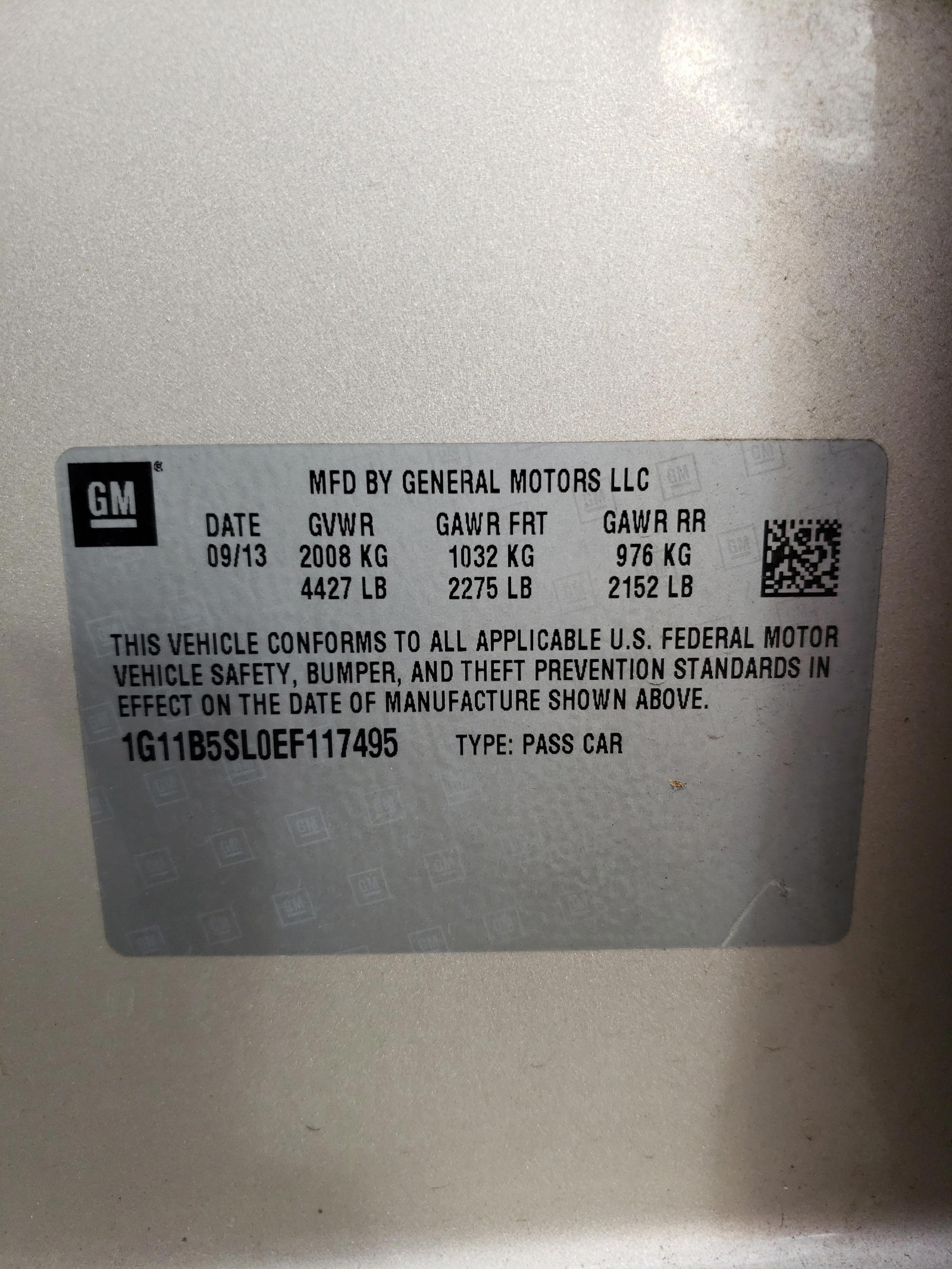 Photo 10 from auction – 2014 CHEVROLET MALIBU LS with VIN 1G11B5SL0EF117495