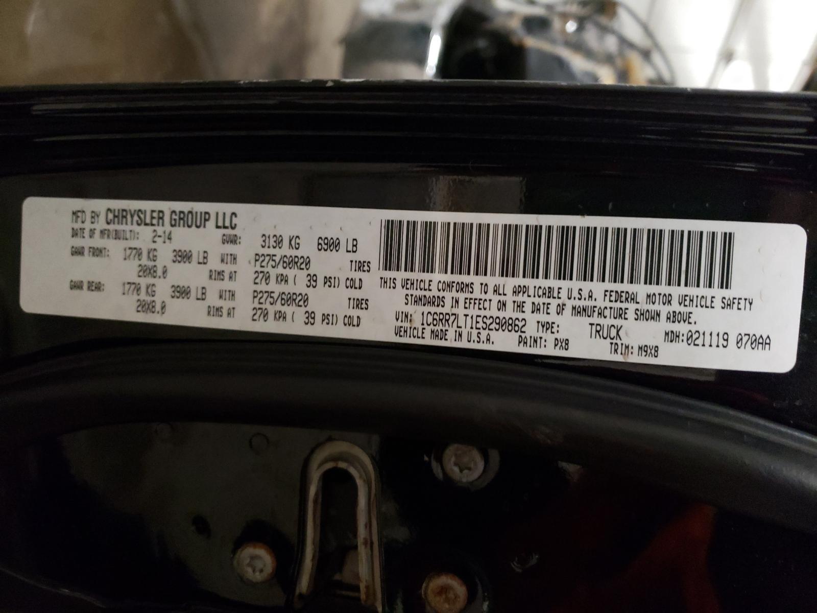 Photo 10 from auction – 2014 DODGE RAM 1500 with VIN 1C6RR7LT1ES290862