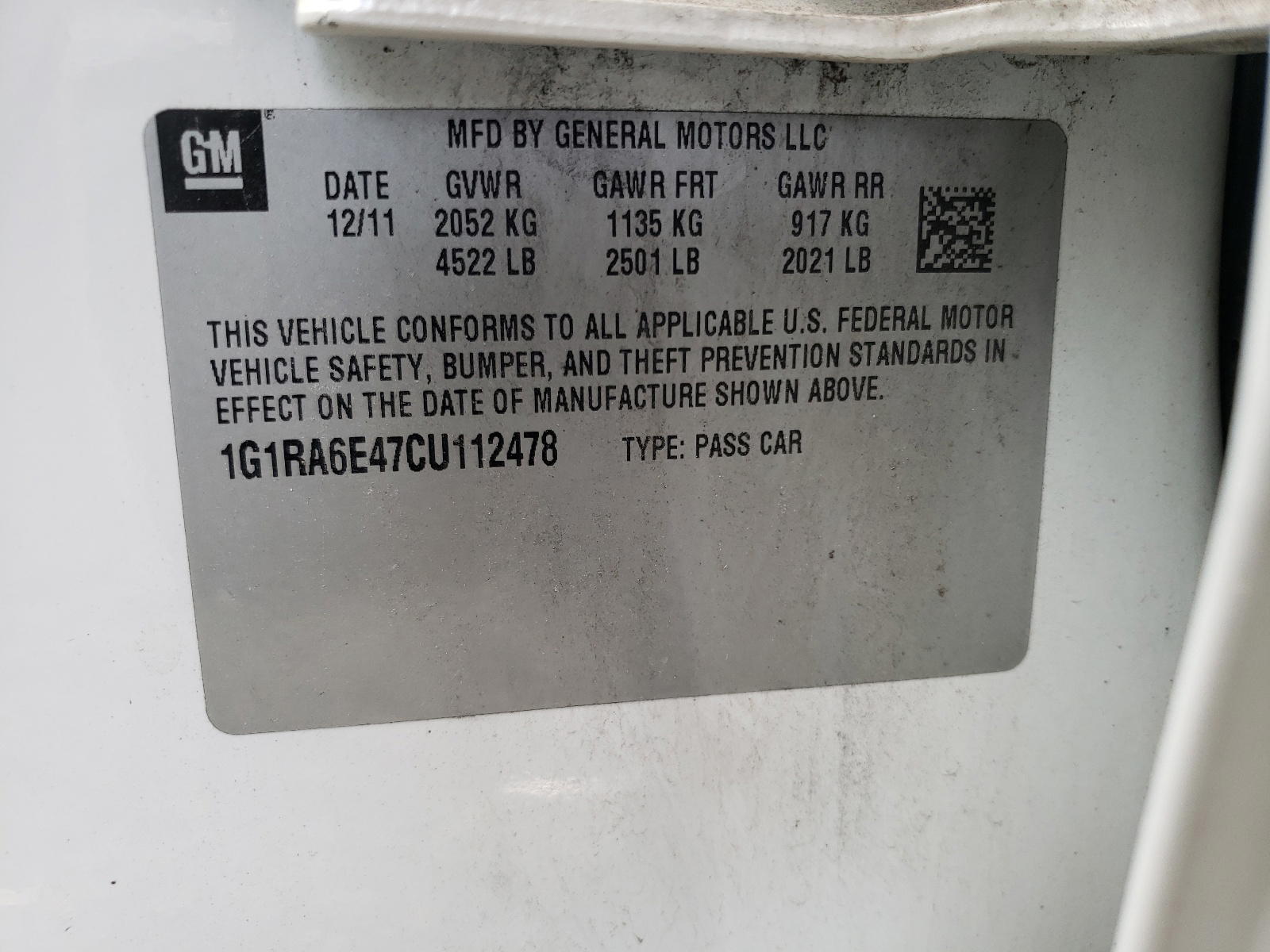 Photo 10 from auction – 2012 CHEVROLET VOLT with VIN 1G1RA6E47CU112478