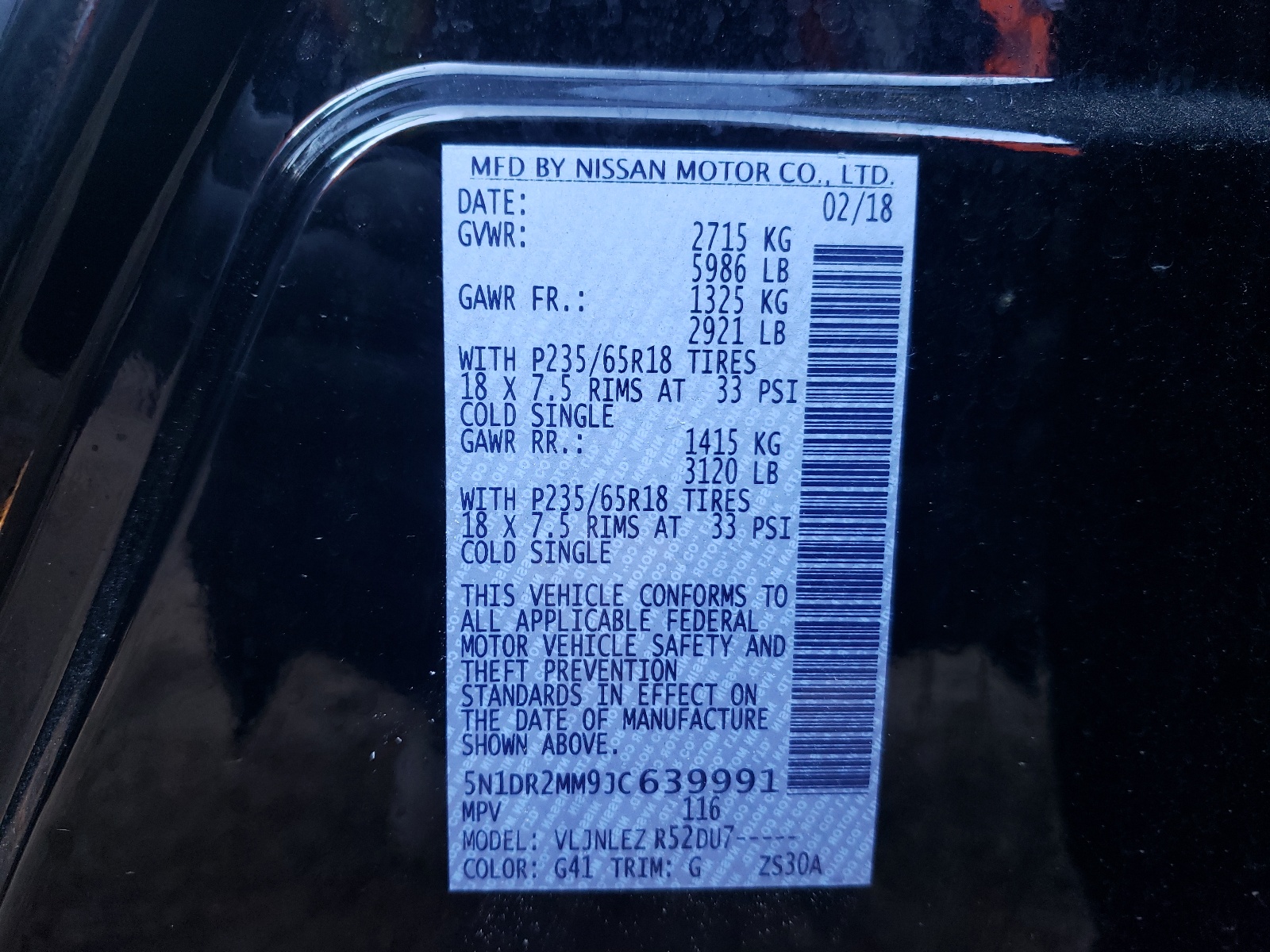Photo 10 from auction – 2018 NISSAN PATHFINDER with VIN 5N1DR2MM9JC639991