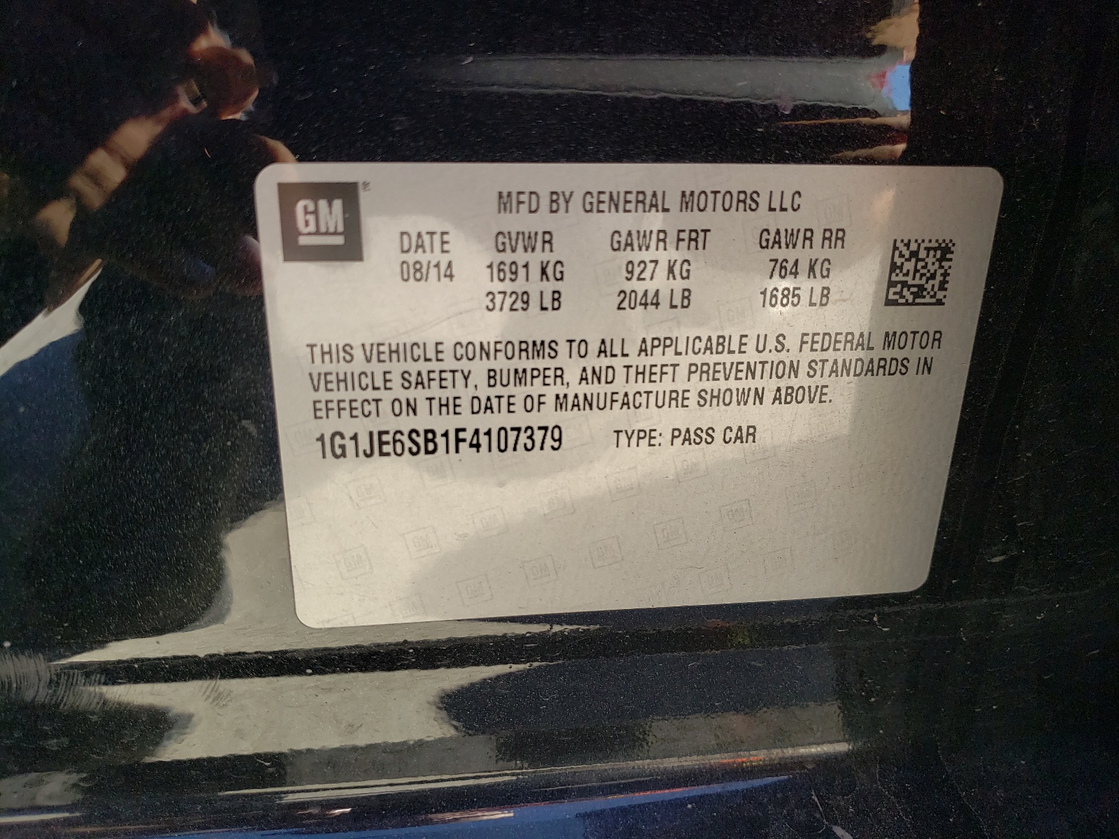 Photo 10 from auction – 2015 CHEVROLET SONIC LTZ with VIN 1G1JE6SB1F4107379