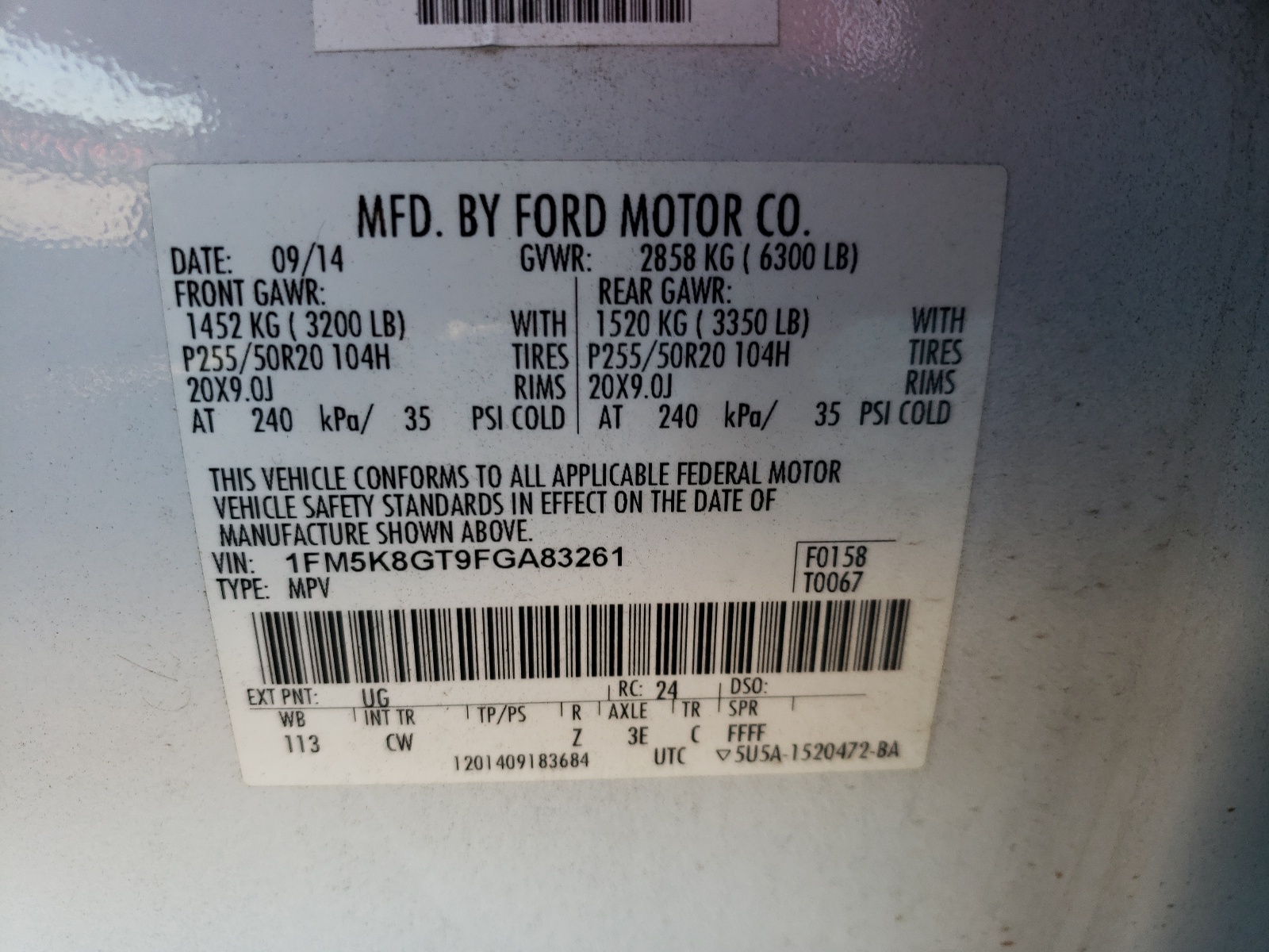 Photo 10 from auction – 2015 FORD EXPLORER S with VIN 1FM5K8GT9FGA83261