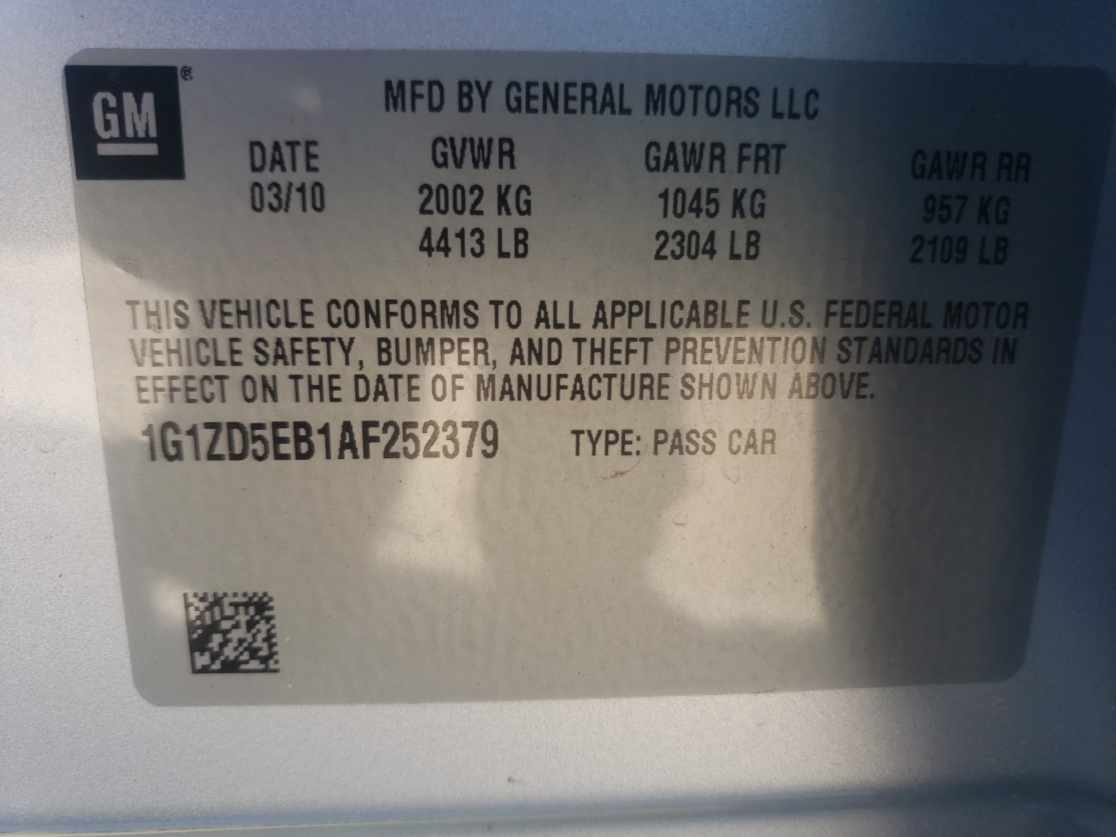 Photo 10 from auction – 2010 CHEVROLET MALIBU 2LT with VIN 1G1ZD5EB1AF252379