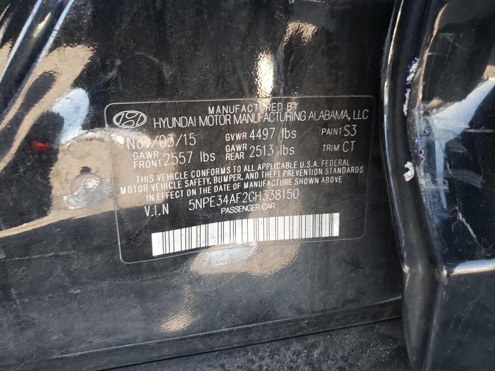 Photo 10 from auction – 2016 HYUNDAI SONATA SPO with VIN 5NPE34AF2GH338150