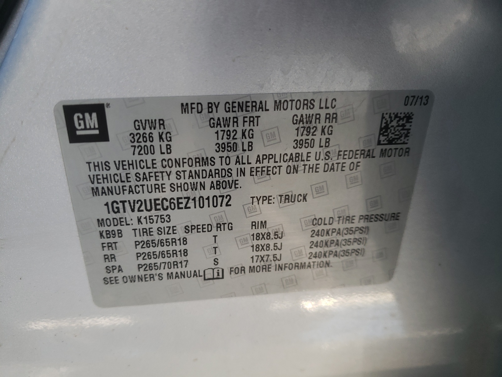 Photo 10 from auction – 2014 GMC SIERRA K15 with VIN 1GTV2UEC6EZ101072