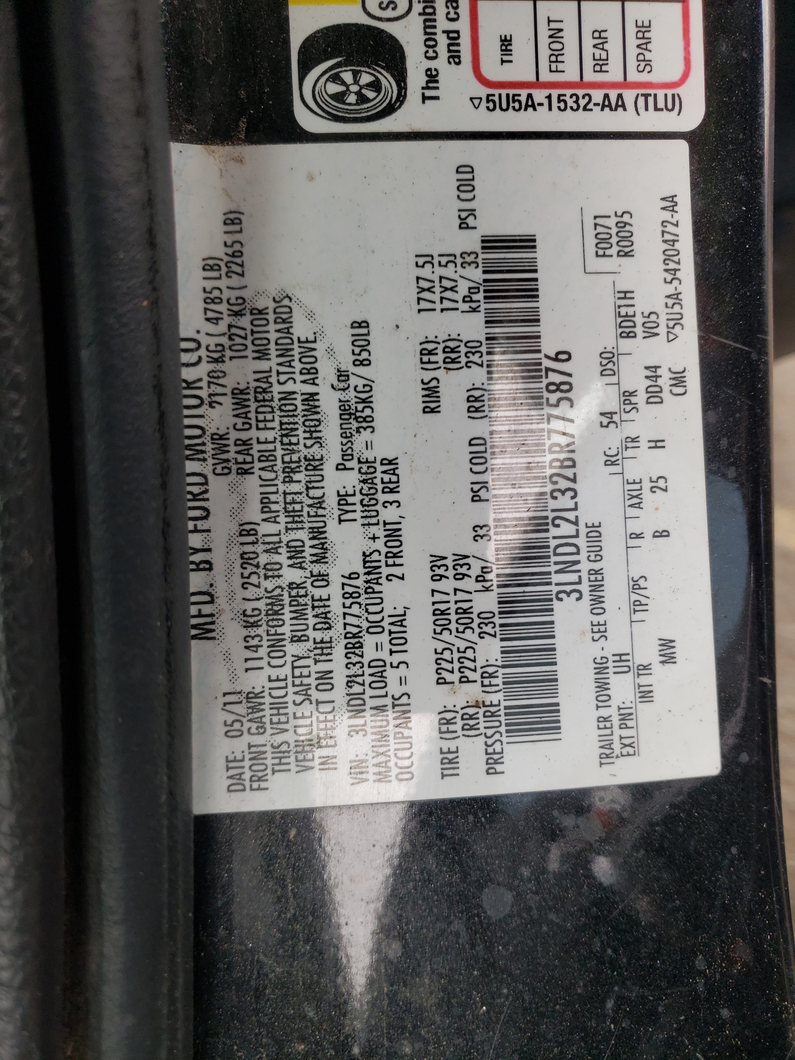 Photo 10 from auction – 2011 LINCOLN MKZ HYBRID with VIN 3LNDL2L32BR775876