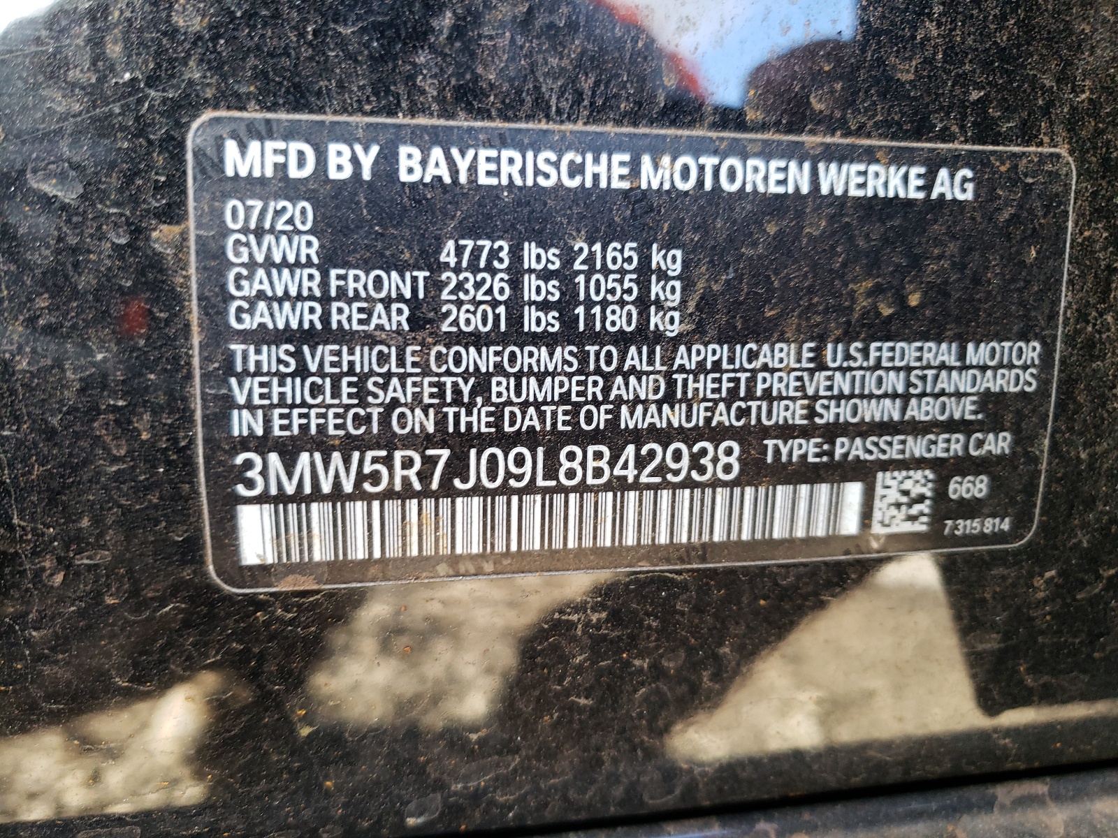 Photo 10 from auction – 2020 BMW 330XI with VIN 3MW5R7J09L8B42938