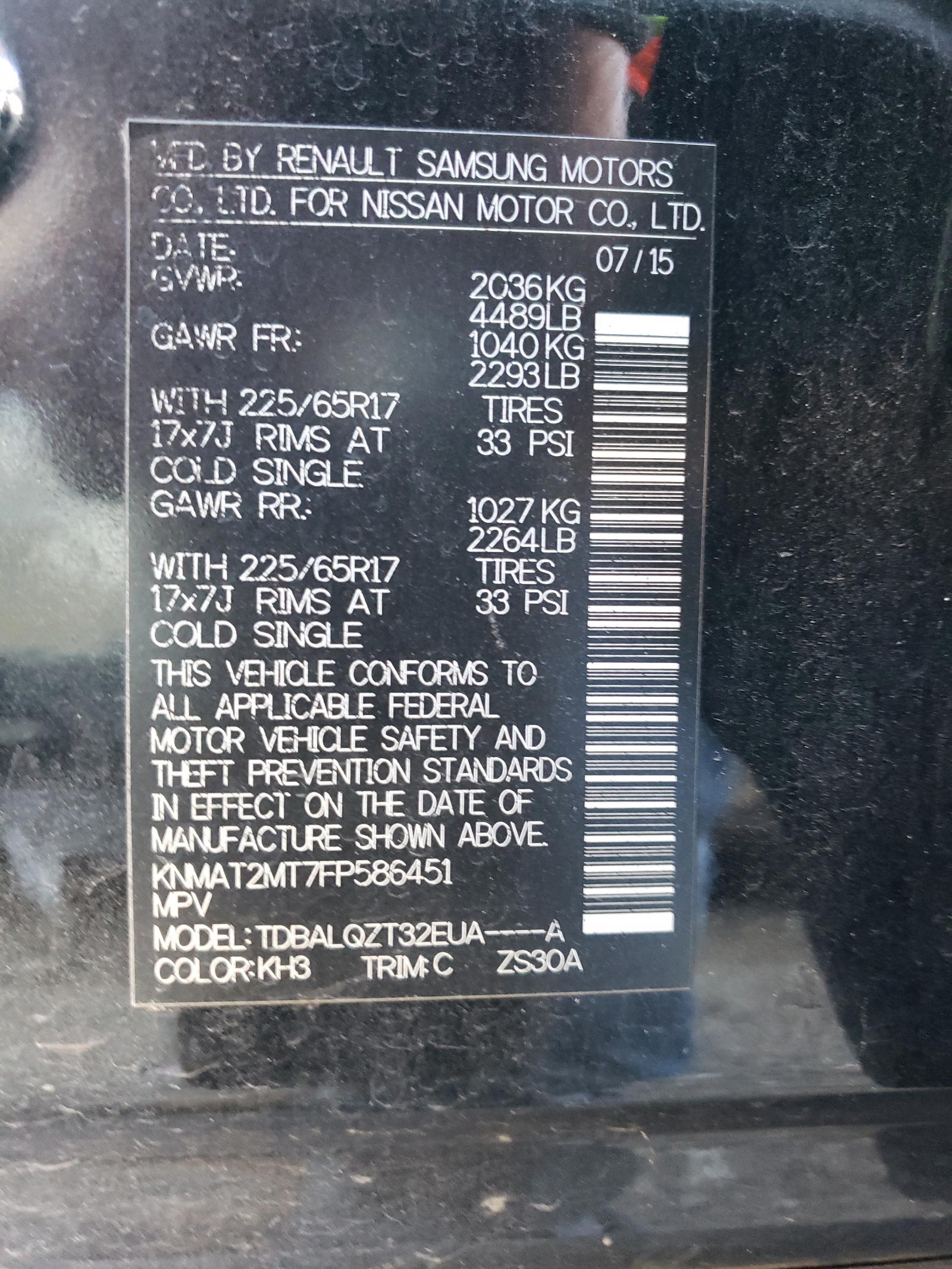 Photo 10 from auction – 2015 NISSAN ROGUE S with VIN KNMAT2MT7FP586451