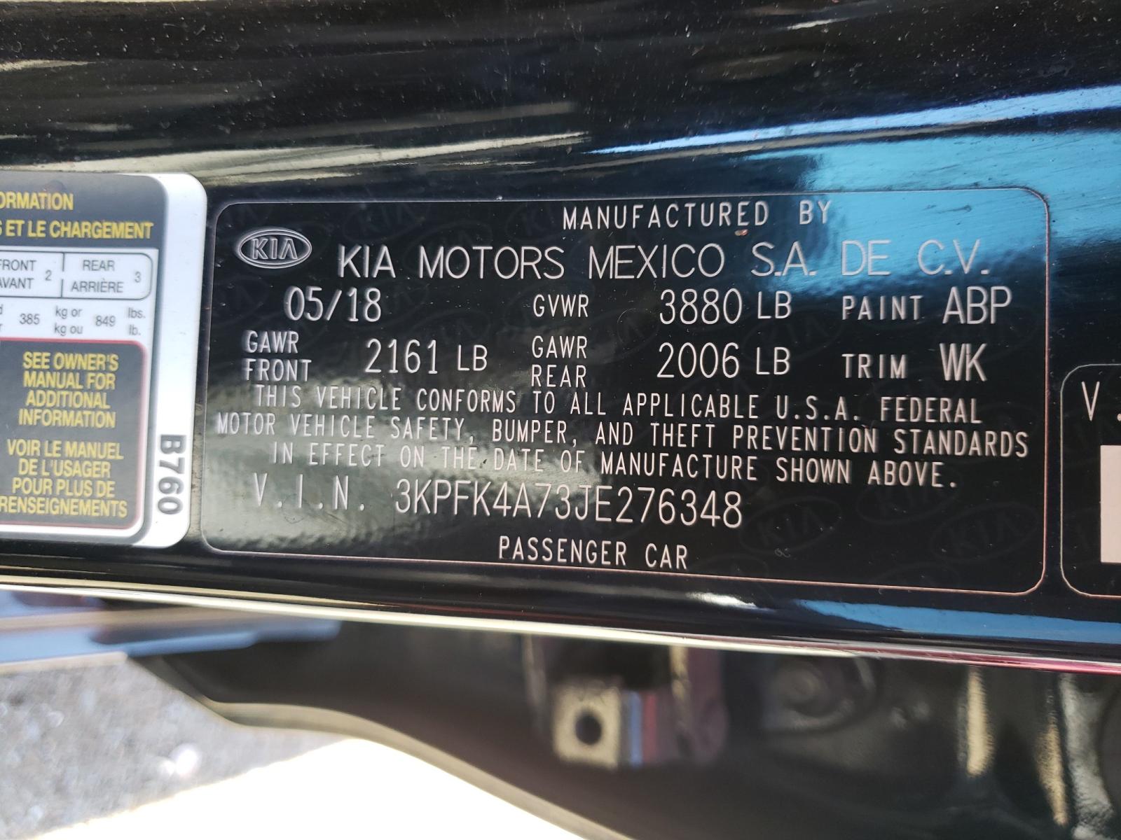 Photo 10 from auction – 2018 KIA FORTE LX with VIN 3KPFK4A73JE276348