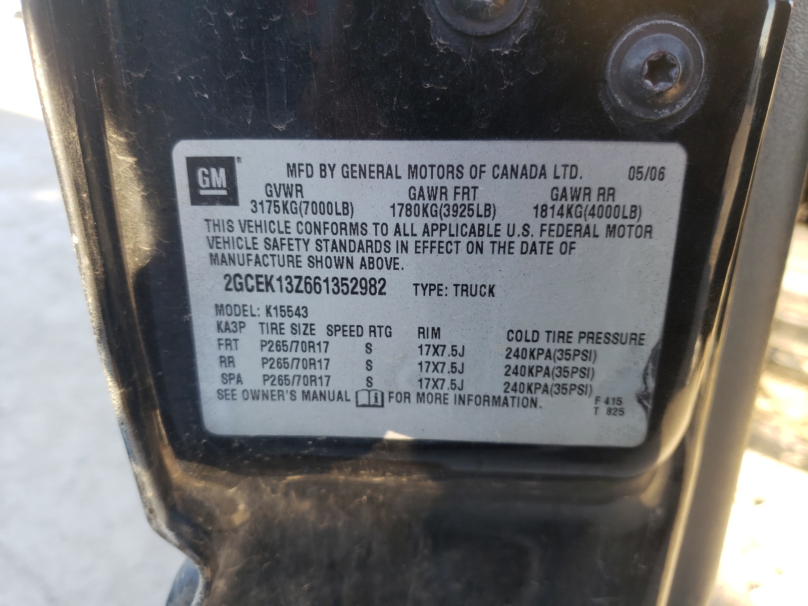 Photo 10 from auction – 2006 CHEVROLET SILVERADO with VIN 2GCEK13Z661352982