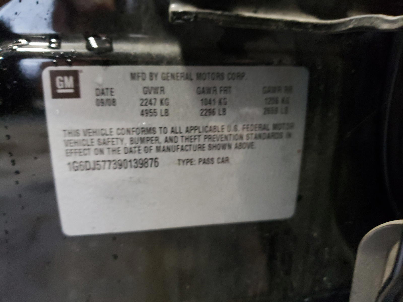 Photo 10 from auction – 2009 CADILLAC CTS with VIN 1G6DJ577390139876