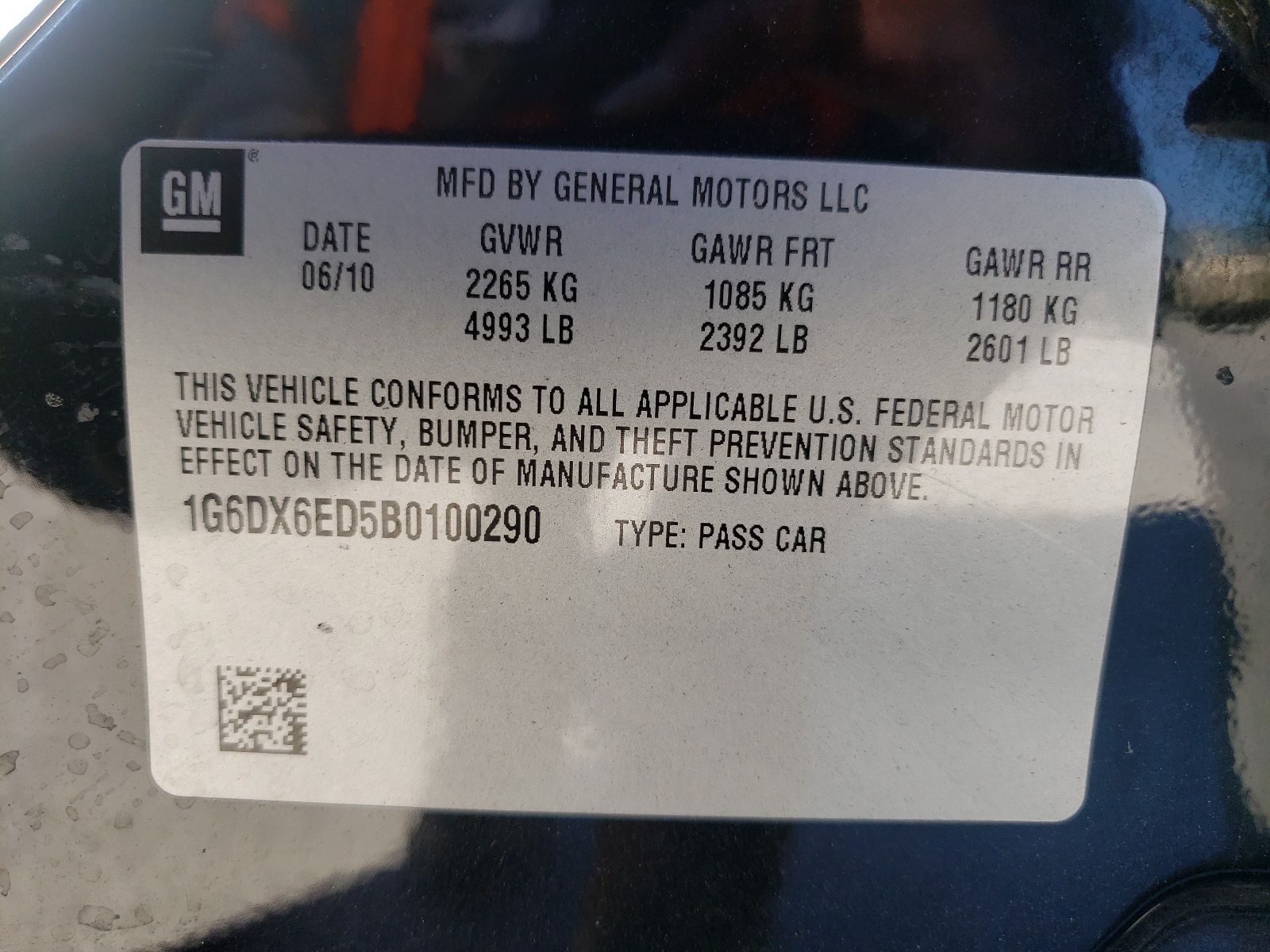Photo 10 from auction – 2011 CADILLAC STS LUXURY with VIN 1G6DX6ED5B0100290