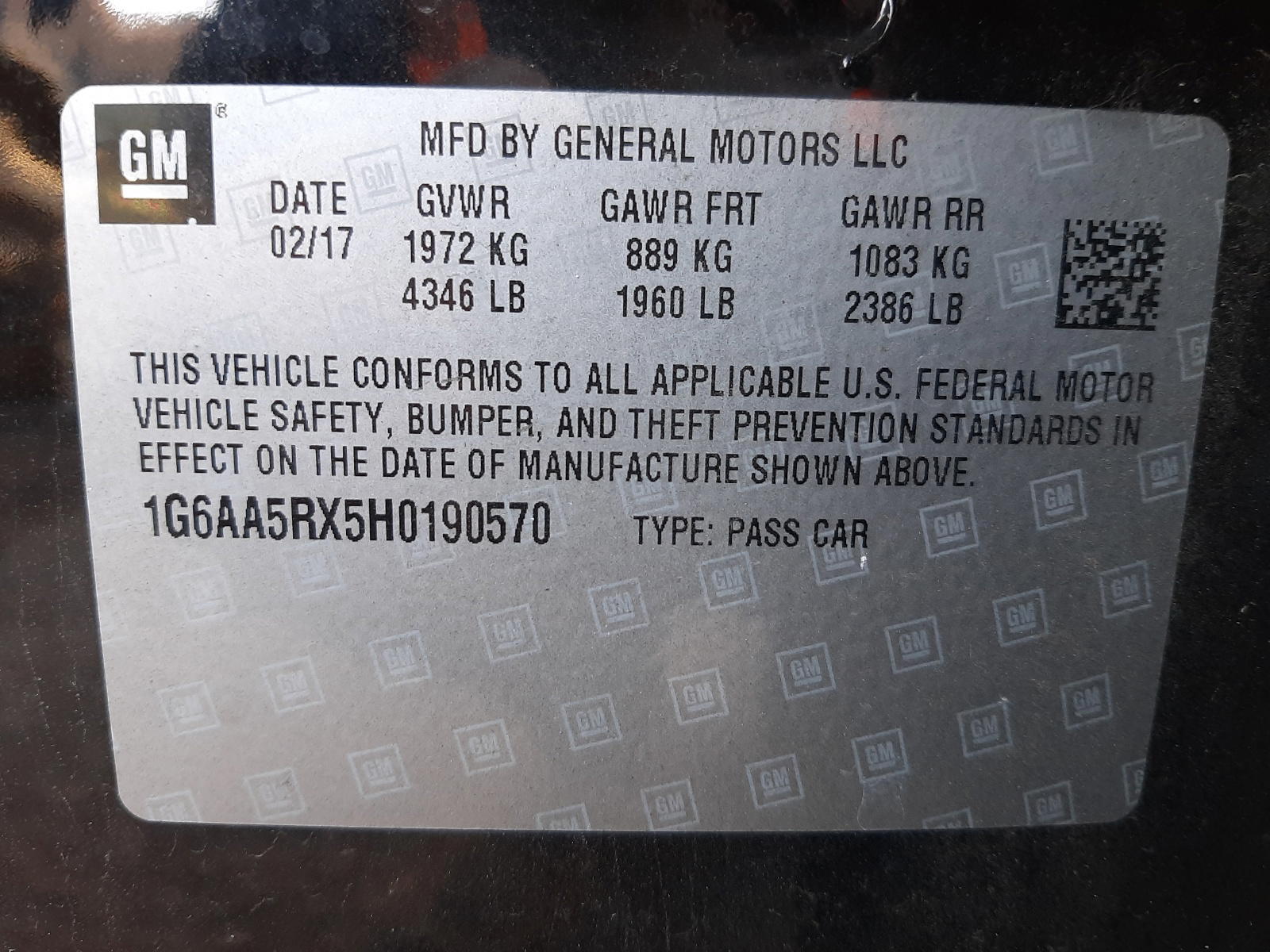 Photo 10 from auction – 2017 CADILLAC ATS with VIN 1G6AA5RX5H0190570