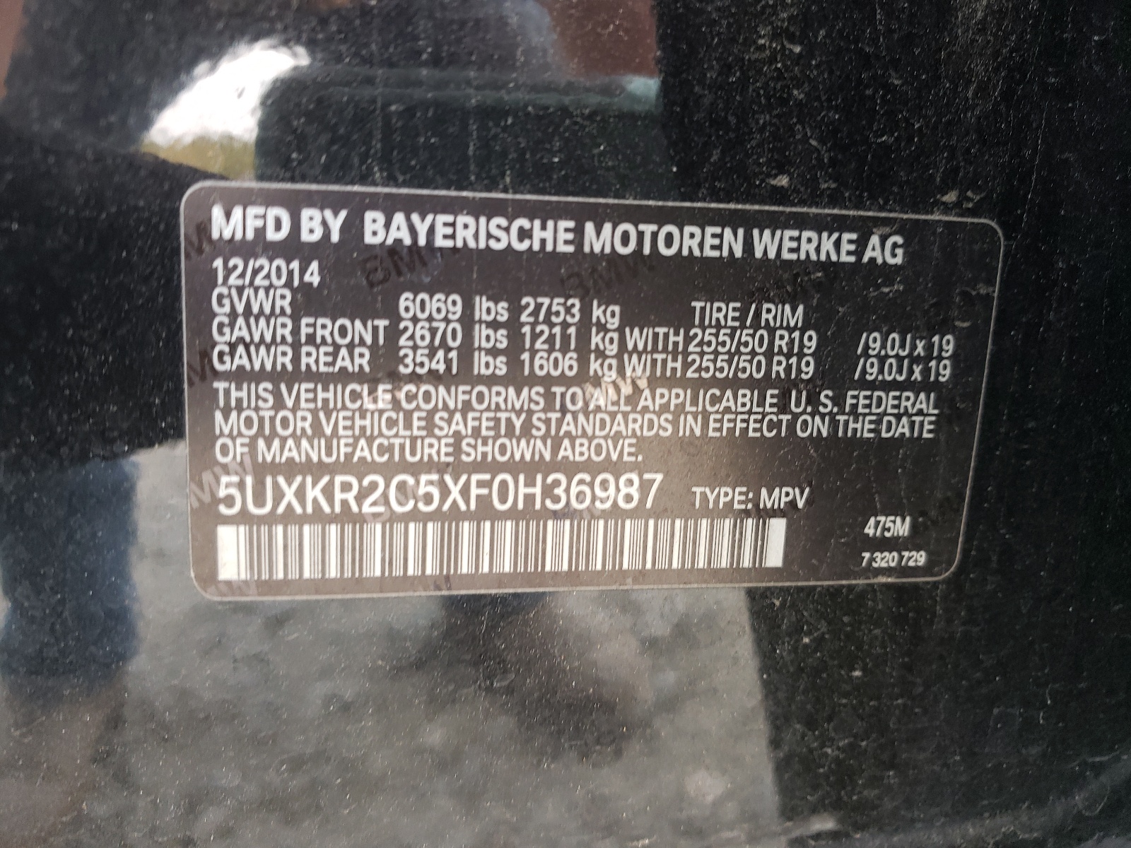 Photo 10 from auction – 2015 BMW X5 SDRIVE3 with VIN 5UXKR2C5XF0H36987