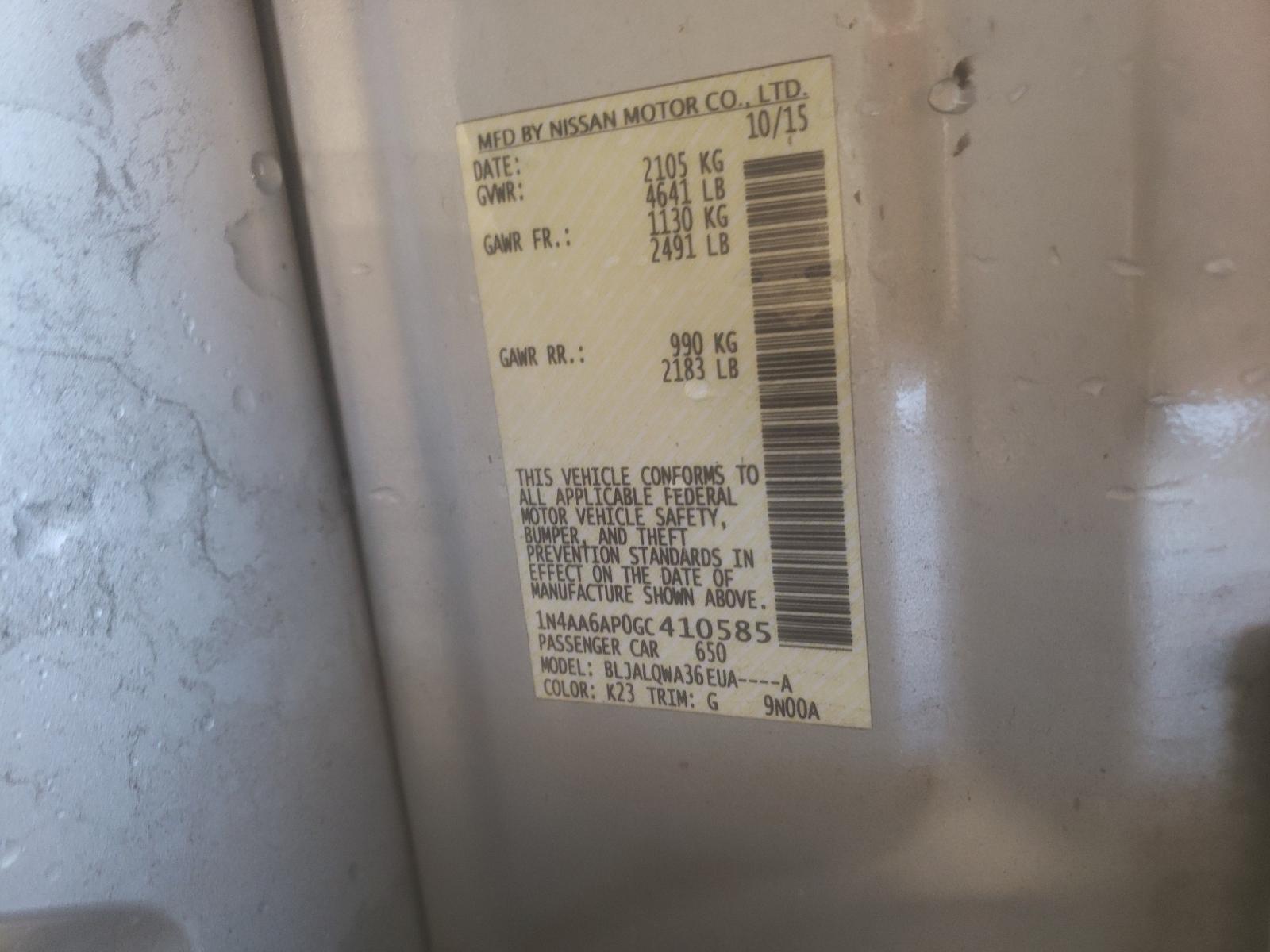 Photo 10 from auction – 2016 NISSAN MAXIMA 3.5 with VIN 1N4AA6AP0GC410585