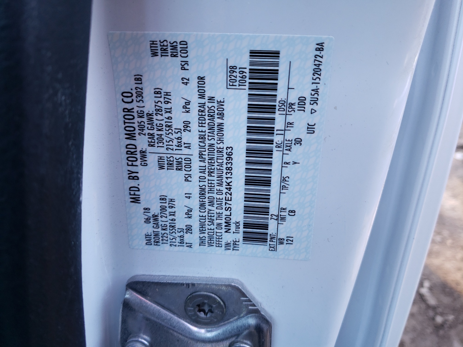 Photo 10 from auction – 2019 FORD TRANSIT CO with VIN NM0LS7E24K1383963