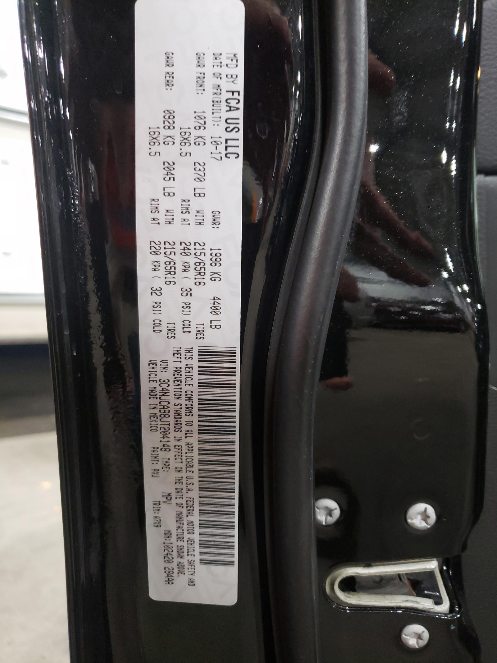Photo 10 from auction – 2018 JEEP COMPASS SP with VIN 3C4NJCAB8JT204148