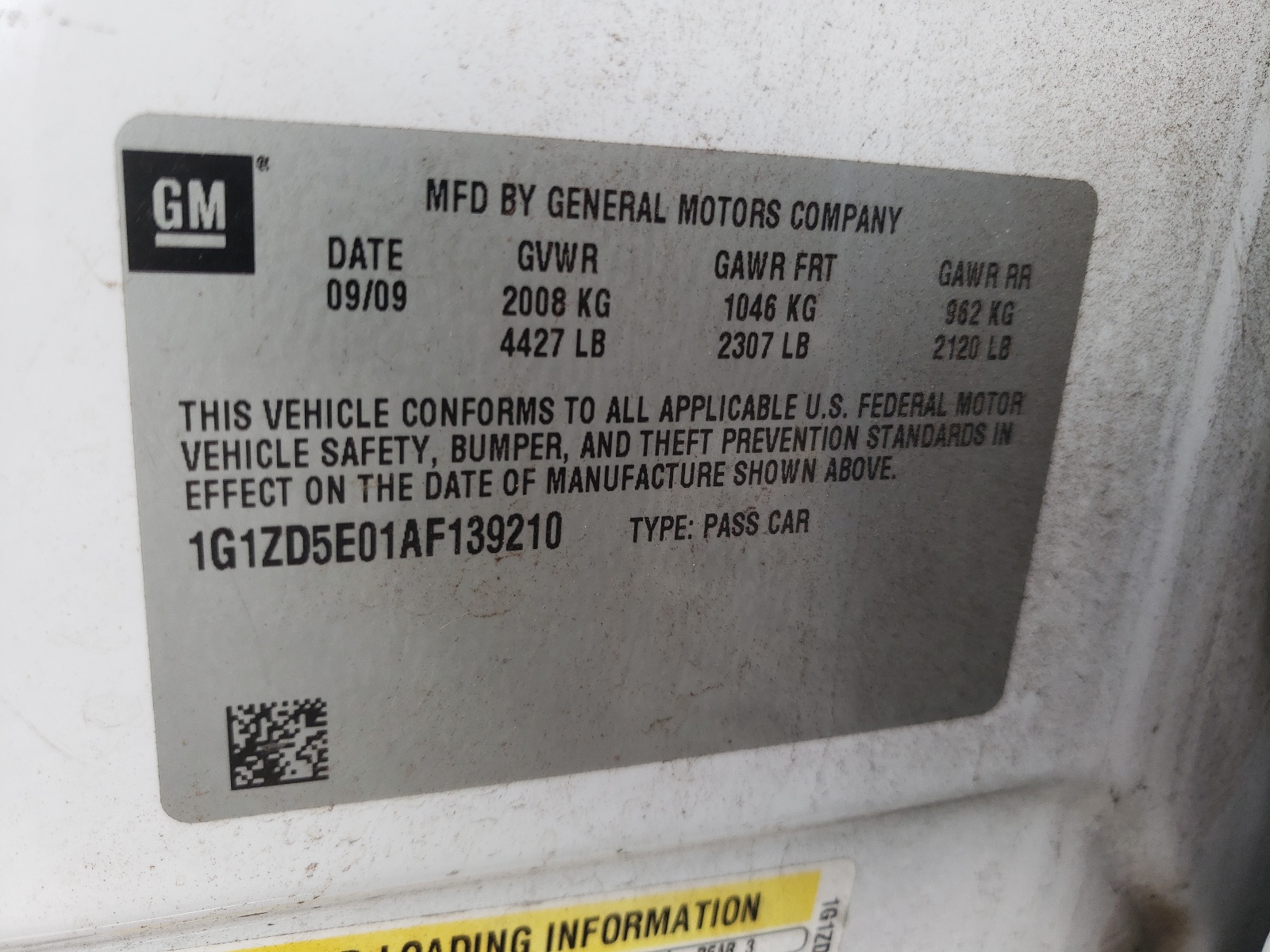 Photo 10 from auction – 2010 CHEVROLET MALIBU 2LT with VIN 1G1ZD5E01AF139210