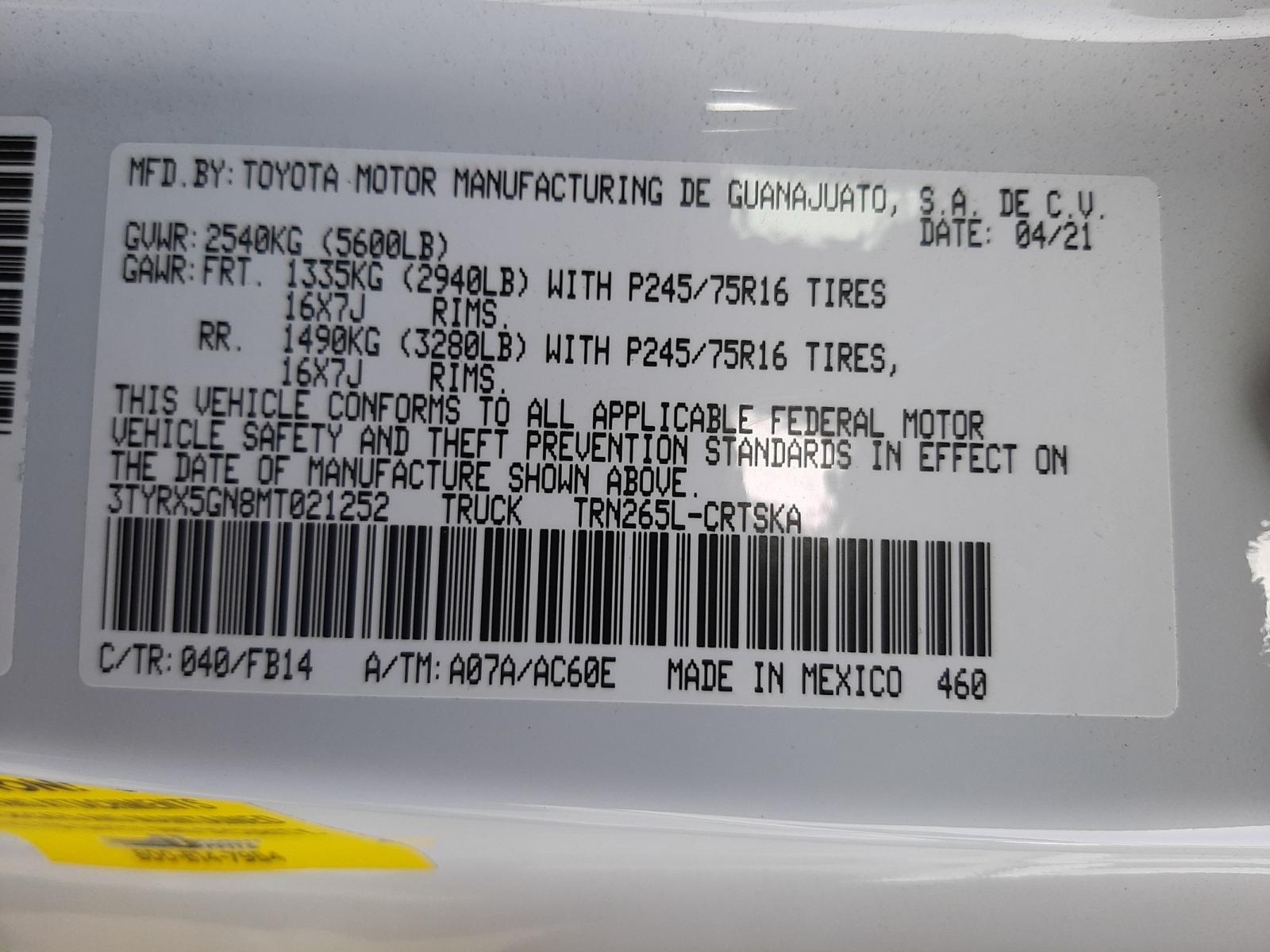 Photo 10 from auction – 2021 TOYOTA TACOMA ACC with VIN 3TYRX5GN8MT021252