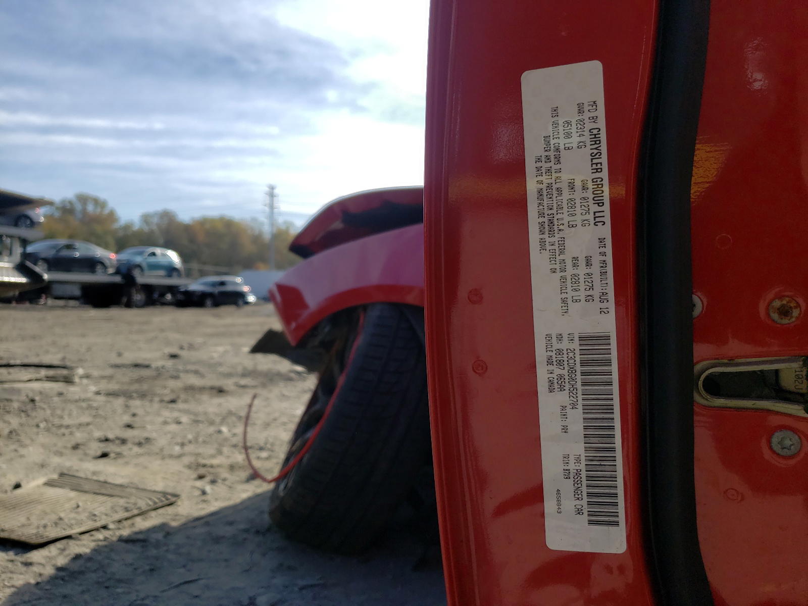 Photo 10 from auction – 2013 DODGE CHARGER SE with VIN 2C3CDXBG0DH522704