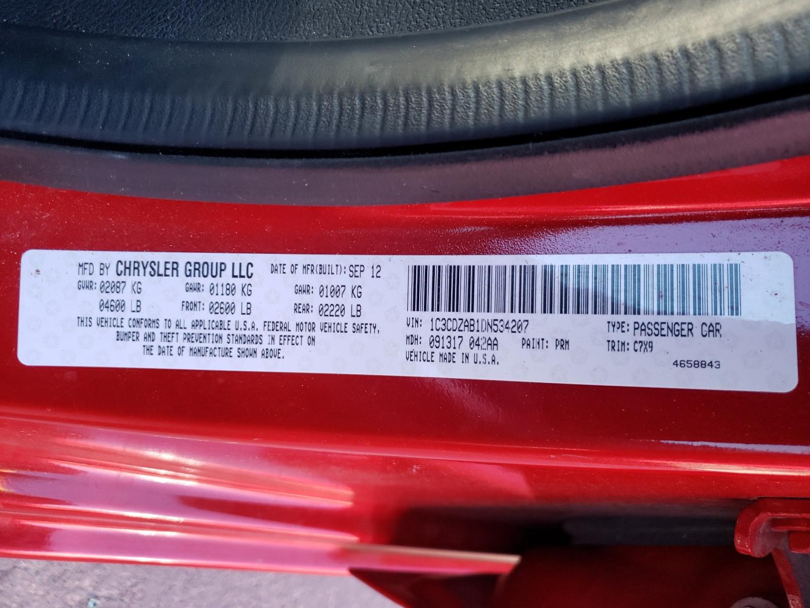 Photo 10 from auction – 2013 DODGE AVENGER SE with VIN 1C3CDZAB1DN534207