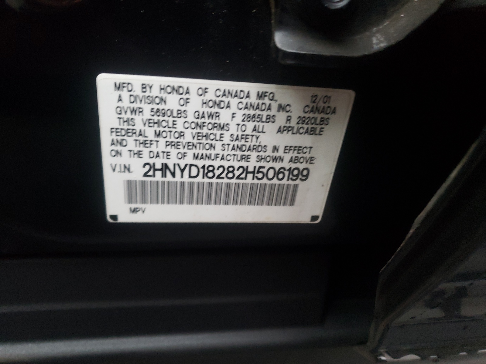 Foto 10 de la subasta – 2002 ACURA MDX con VIN 2HNYD18282H506199