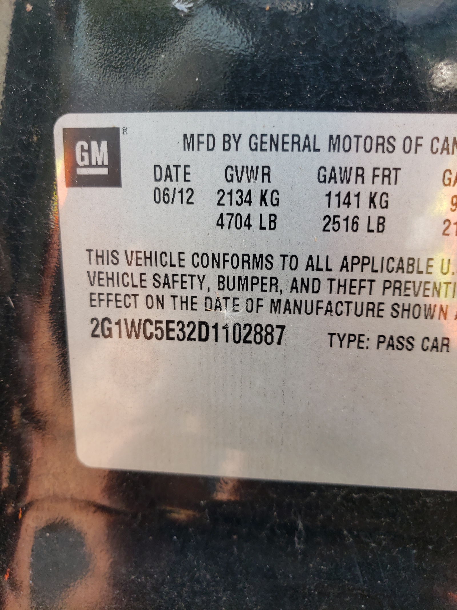 Photo 10 from auction – 2013 CHEVROLET IMPALA LTZ with VIN 2G1WC5E32D1102887