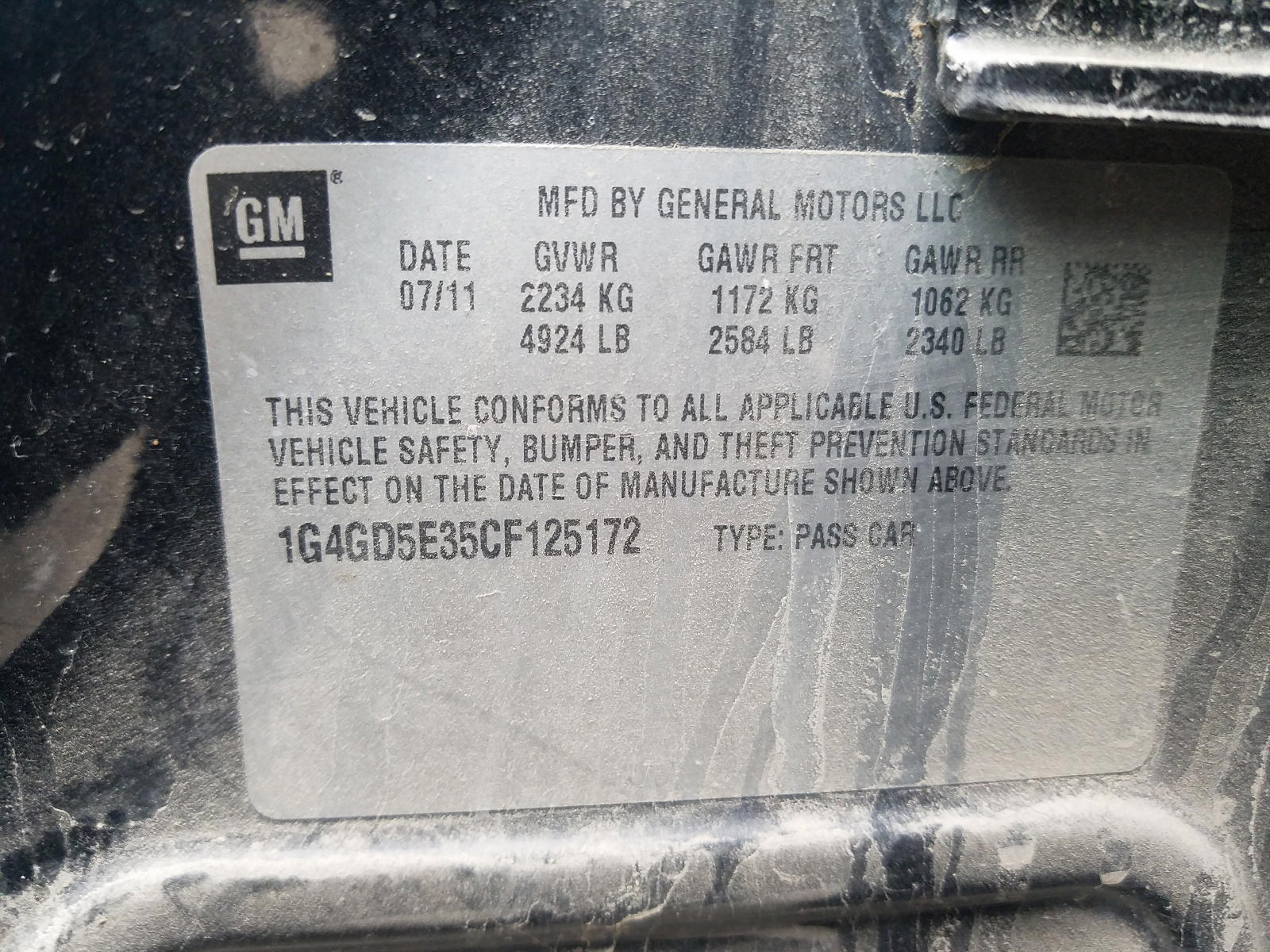 Photo 10 from auction – 2012 BUICK LACROSSE P with VIN 1G4GD5E35CF125172