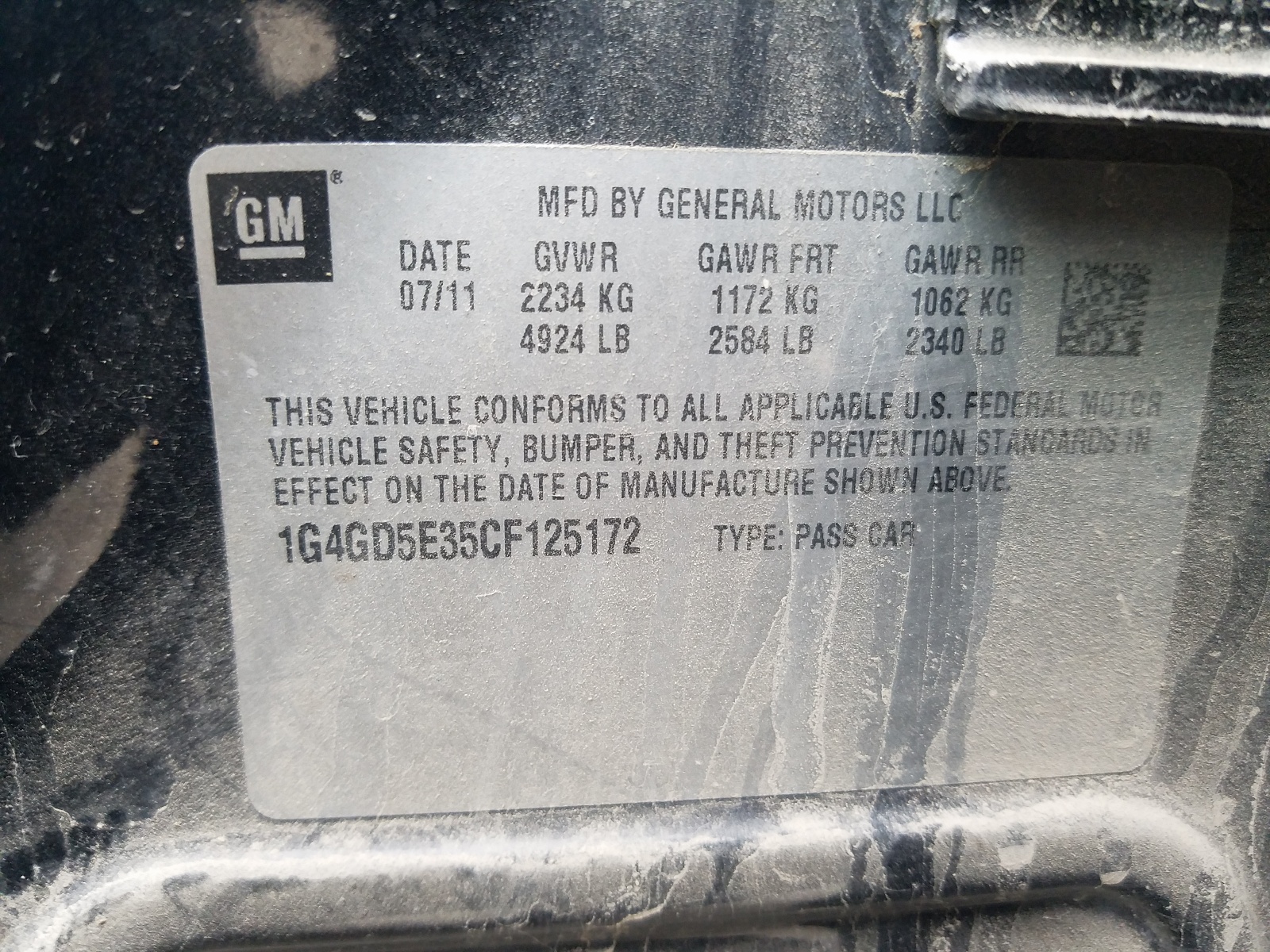 Фото 10 с аукциона – 2012 BUICK LACROSSE P с VIN 1G4GD5E35CF125172