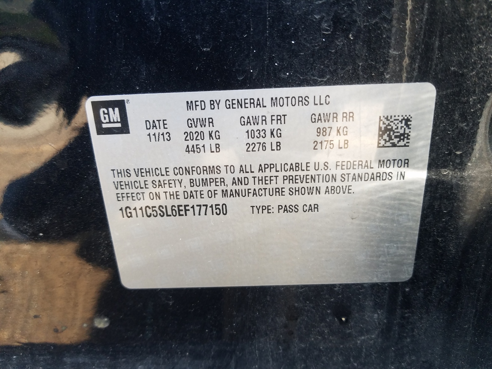 Photo 10 from auction – 2014 CHEVROLET MALIBU 1LT with VIN 1G11C5SL6EF177150