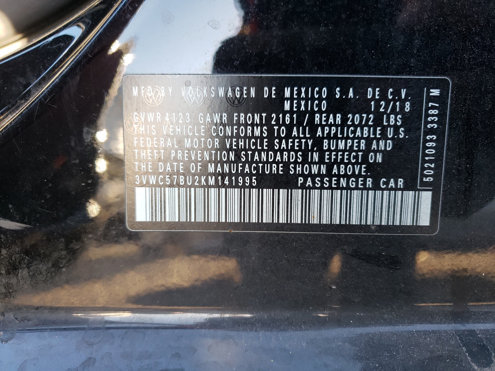 Photo 10 from auction – 2019 VOLKSWAGEN JETTA S with VIN 3VWC57BU2KM141995