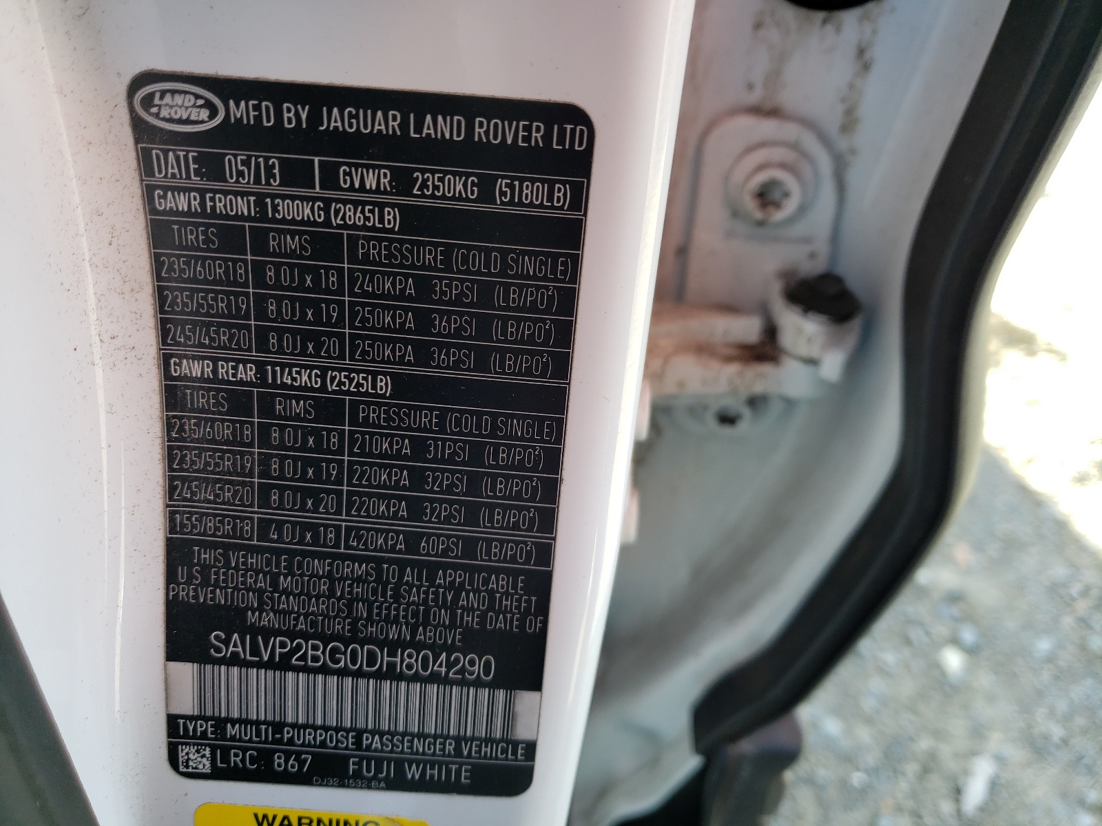 Photo 10 from auction – 2013 LAND ROVER RANGE ROVE with VIN SALVP2BG0DH804290