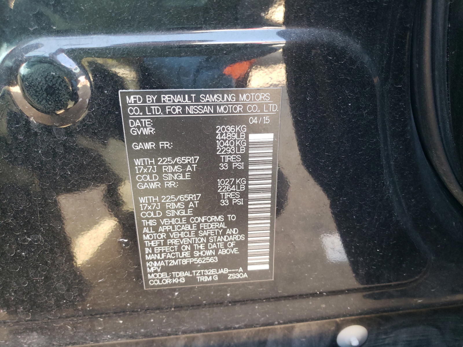 Photo 10 from auction – 2015 NISSAN ROGUE S with VIN KNMAT2MT8FP562563