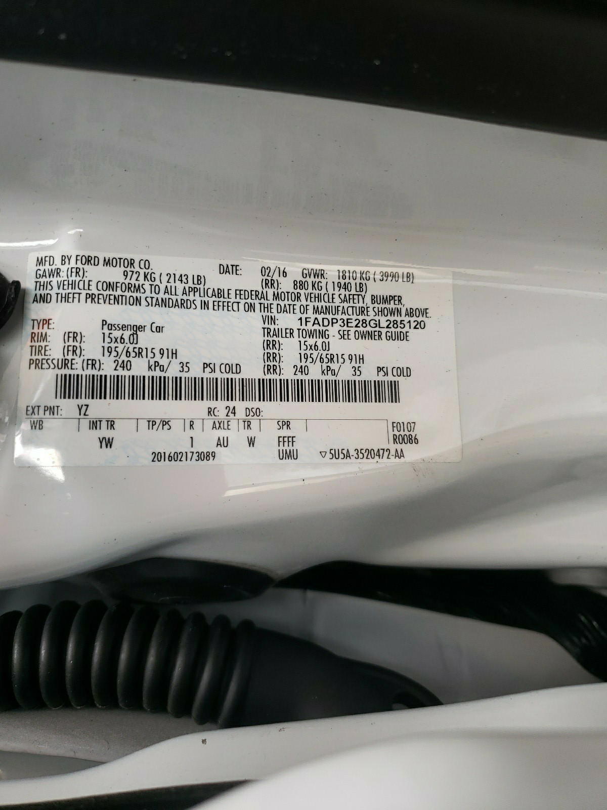 Photo 10 from auction – 2016 FORD FOCUS S with VIN 1FADP3E28GL285120