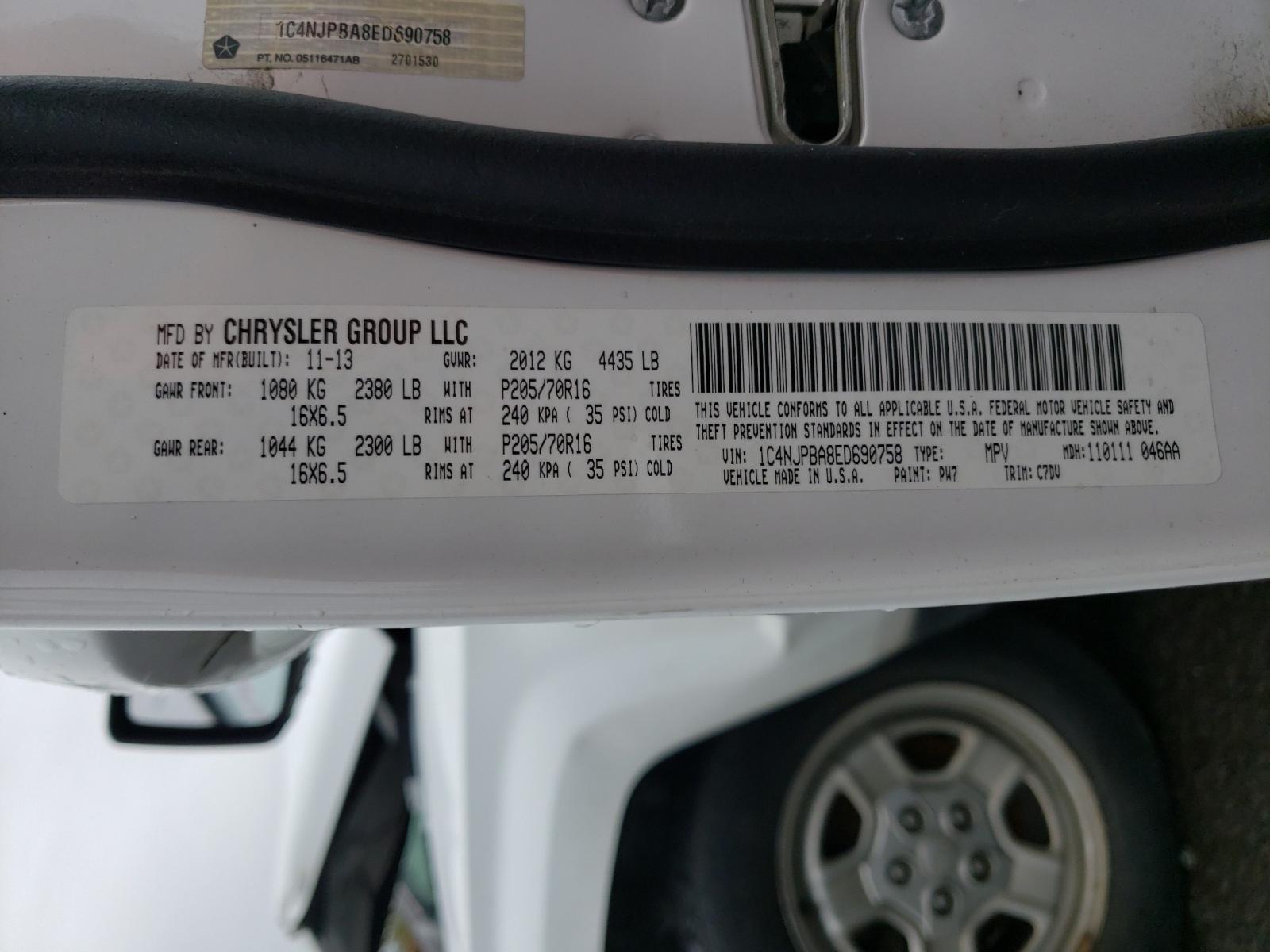 Photo 10 from auction – 2014 JEEP PATRIOT SP with VIN 1C4NJPBA8ED690758