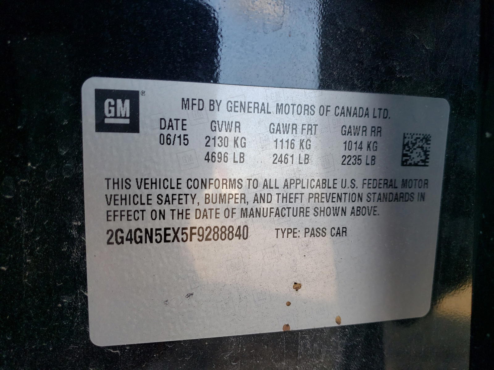 Photo 10 from auction – 2015 BUICK REGAL PREM with VIN 2G4GN5EX5F9288840