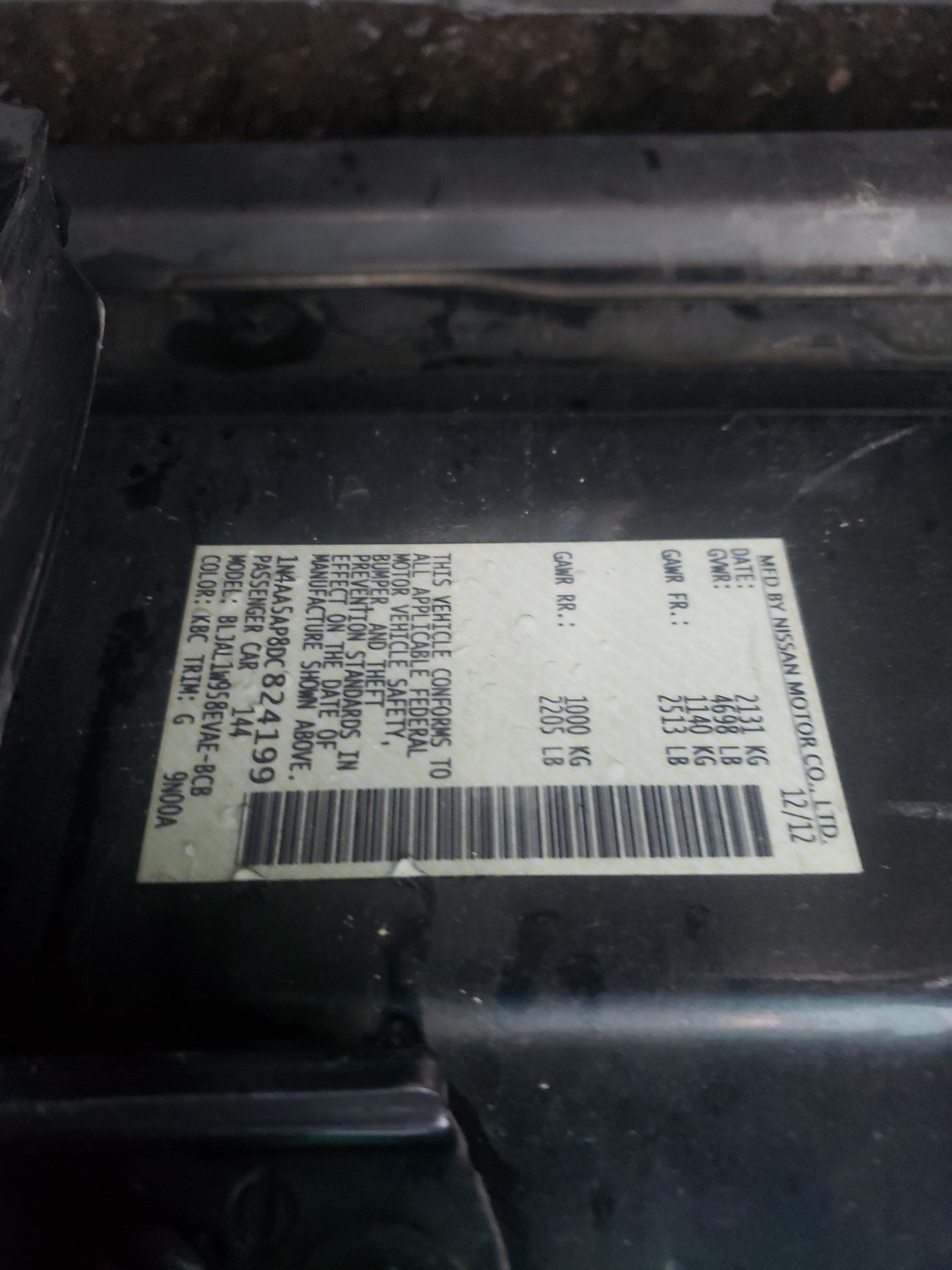 Zdjęcie 10 z aukcji – 2013 NISSAN MAXIMA S z VIN 1N4AA5AP8DC824199