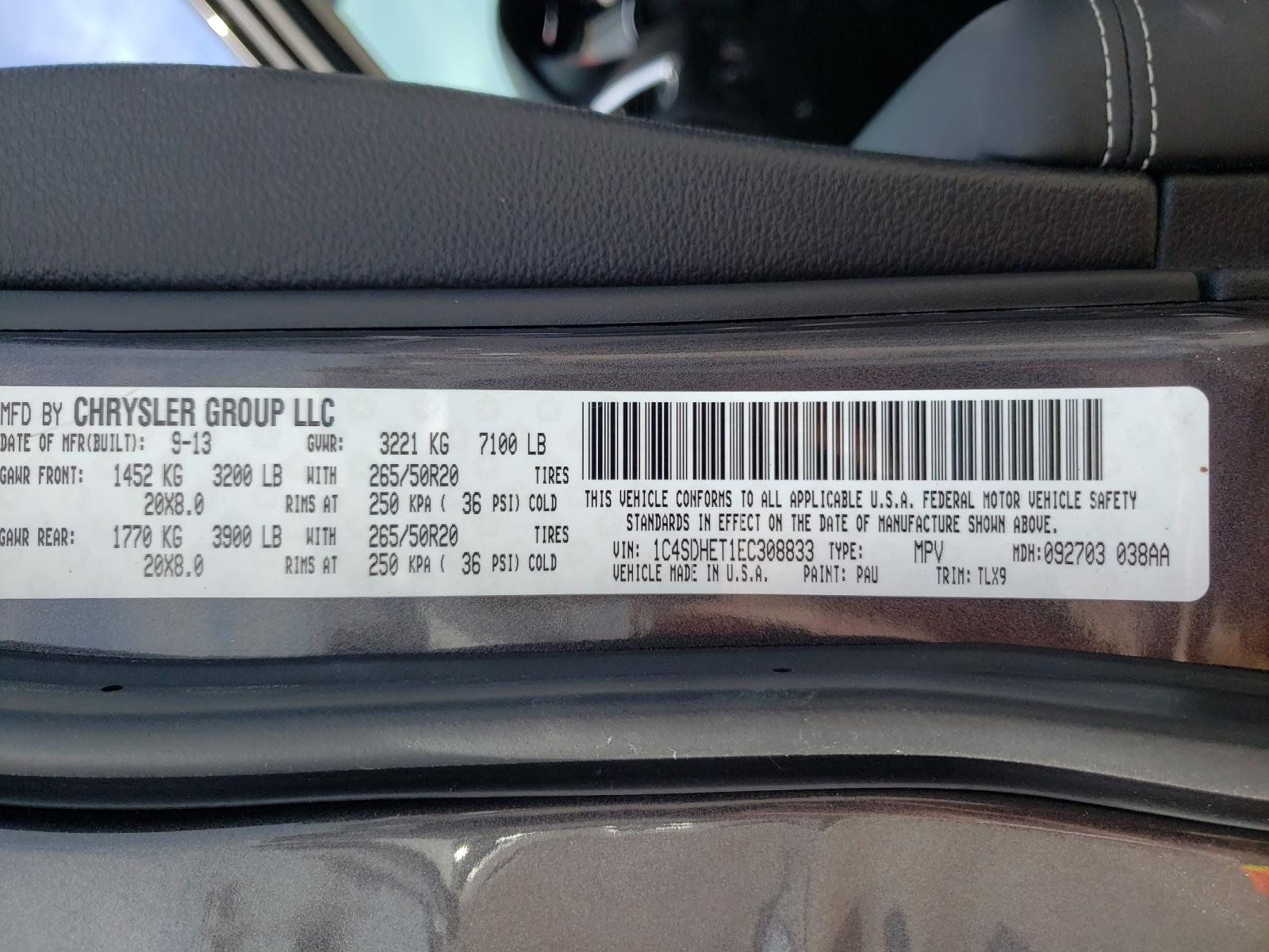 Photo 10 from auction – 2014 DODGE DURANGO CI with VIN 1C4SDHET1EC308833