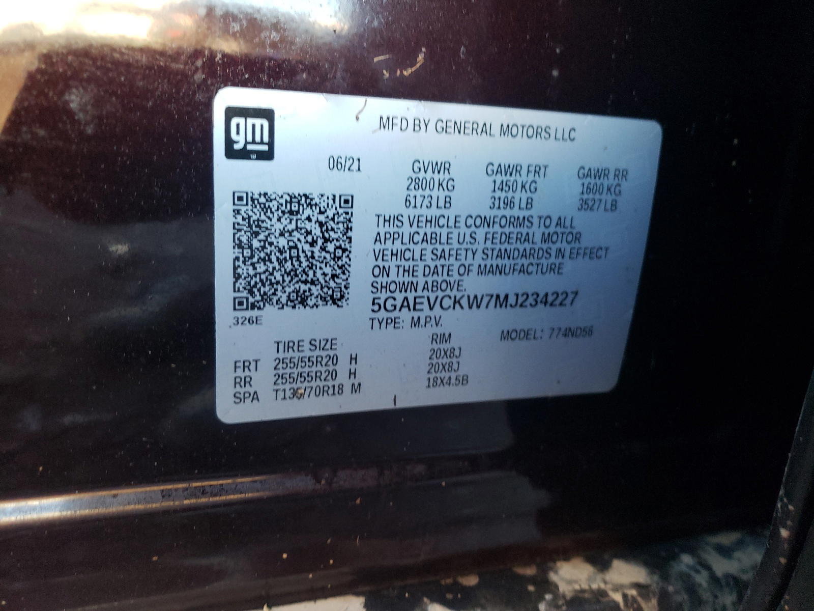 Photo 10 from auction – 2021 BUICK ENCLAVE AV with VIN 5GAEVCKW7MJ234227