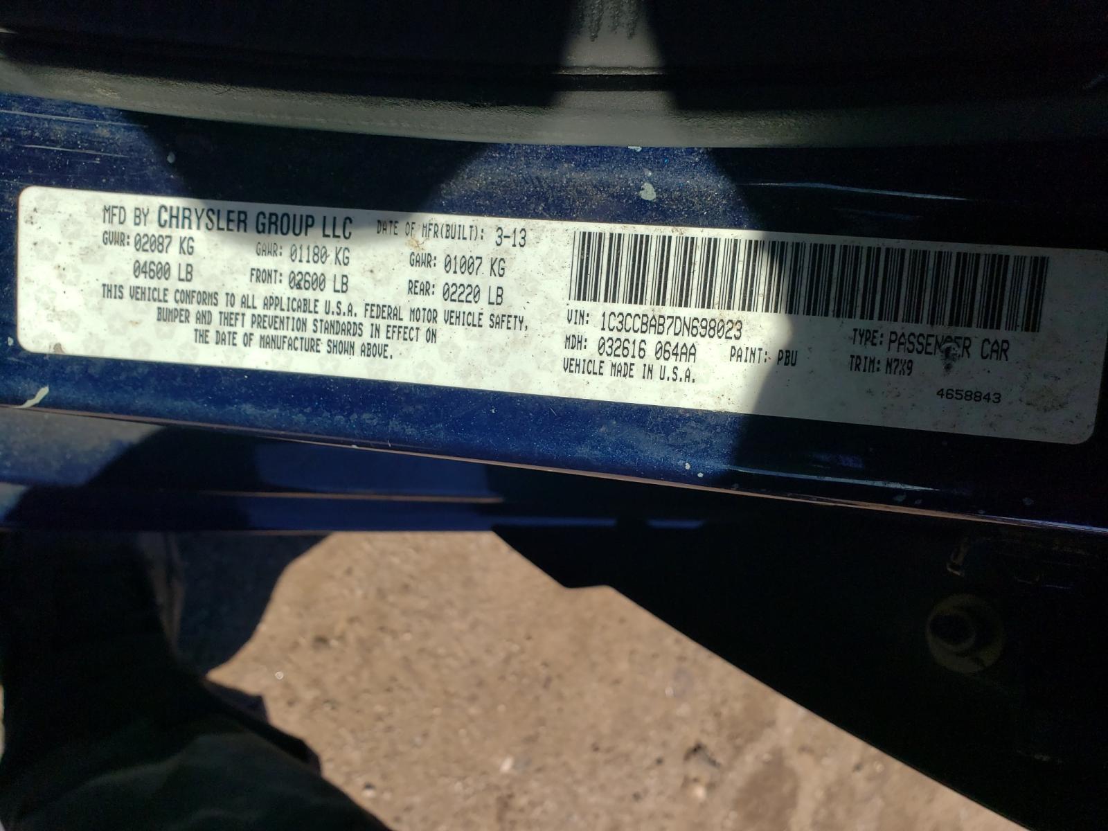 Photo 10 from auction – 2013 CHRYSLER 200 LX with VIN 1C3CCBAB7DN698023