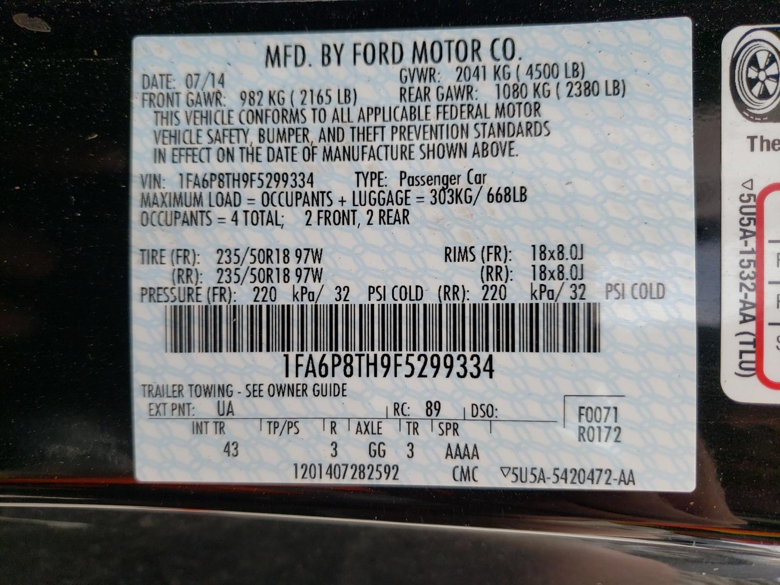 Photo 10 from auction – 2015 FORD MUSTANG with VIN 1FA6P8TH9F5299334